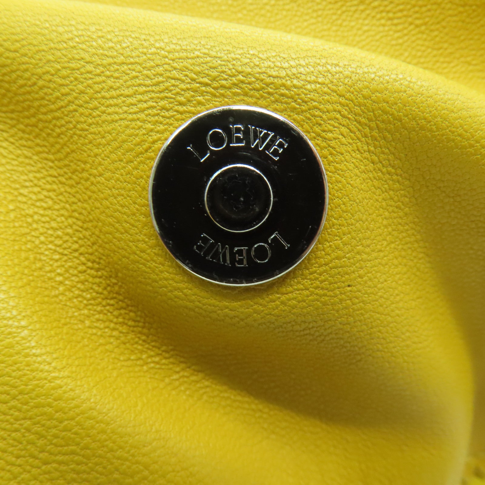 LOEWE [Sharp Discount] Sheepskin Leather Bolso Flamenco 30 Silver Buckle Shoulder Bag Mustard Color