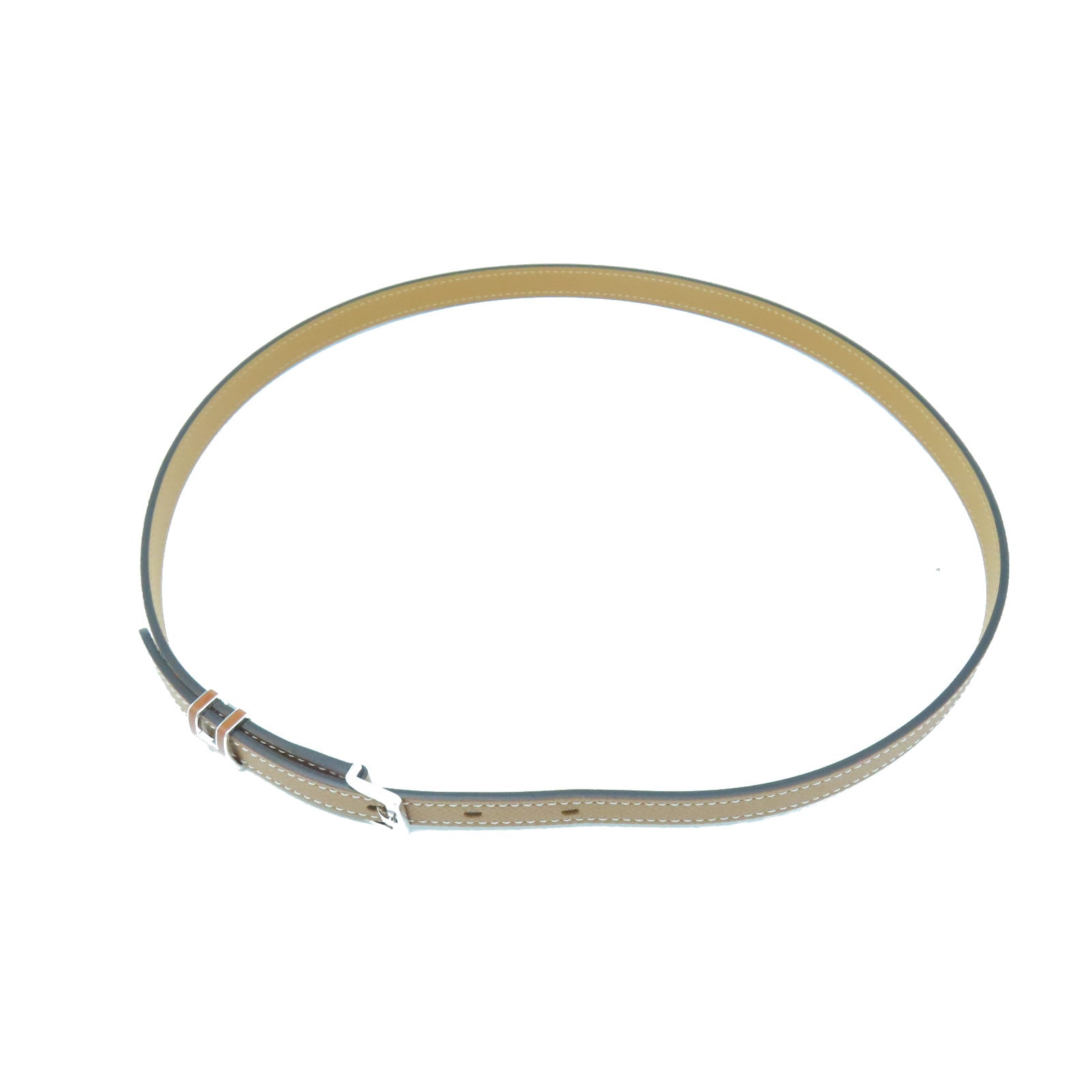 HERMES Veau Epsom Leather Pop H Belt Silver Buckle Belt Brown