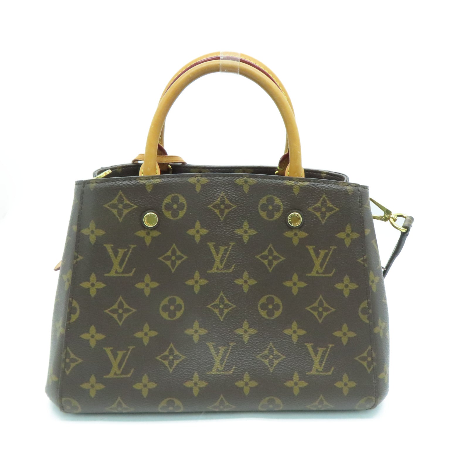 LOUIS VUITTON Monogram Montaigne BB金扣手挽肩背兩用袋啡色