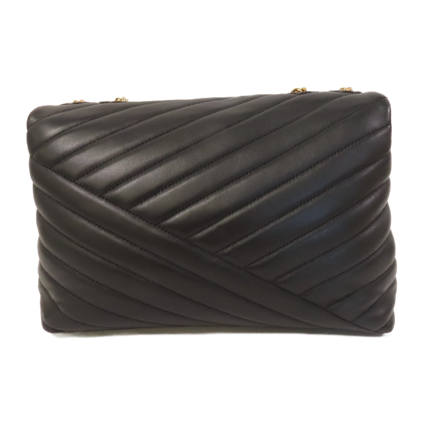 Tory Burch 牛皮皮革Shoulder Bag金扣鏈帶肩背袋黑色