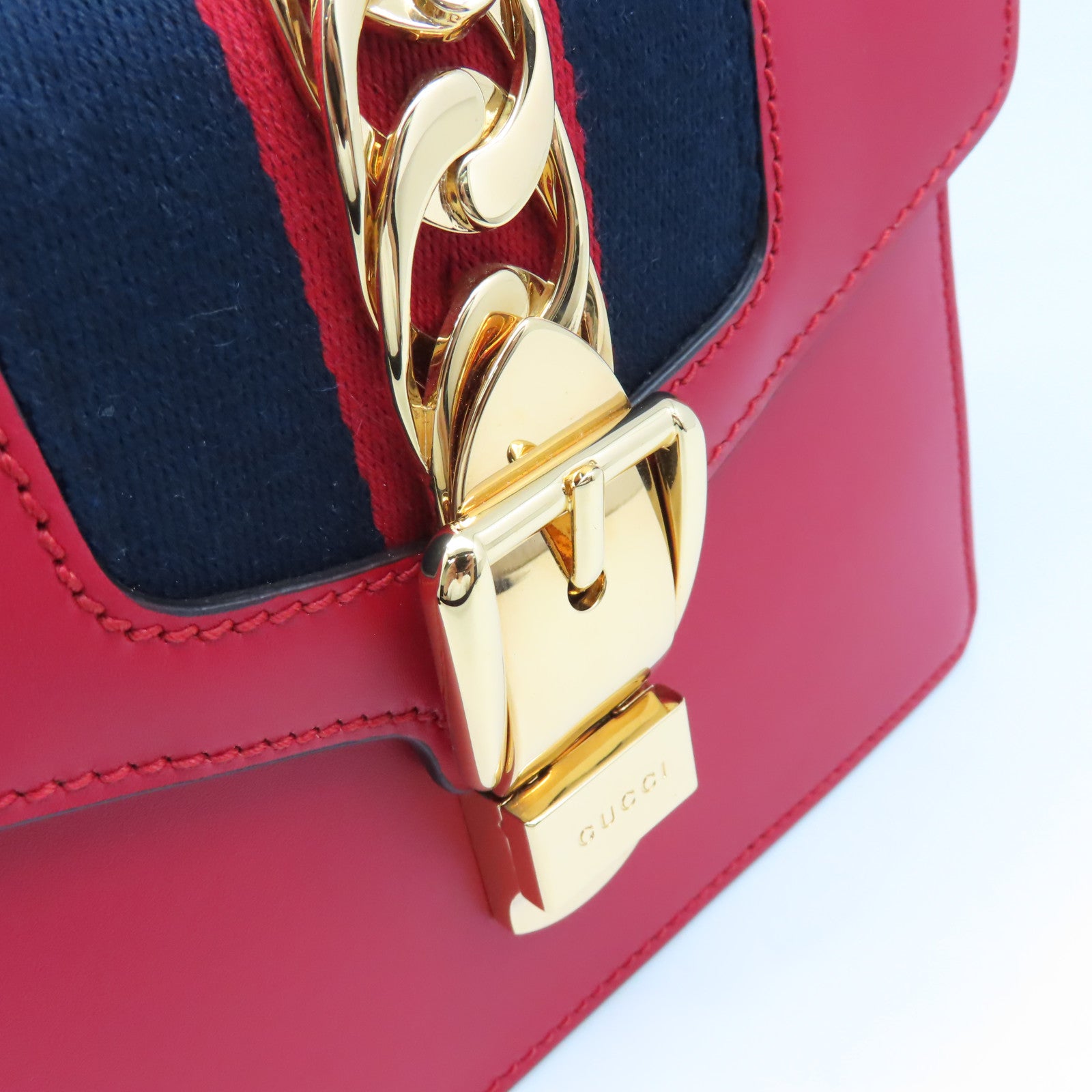 GUCCI 牛皮皮革Sylvie 2Way Shoulder Bag手挽肩背兩用袋紅色