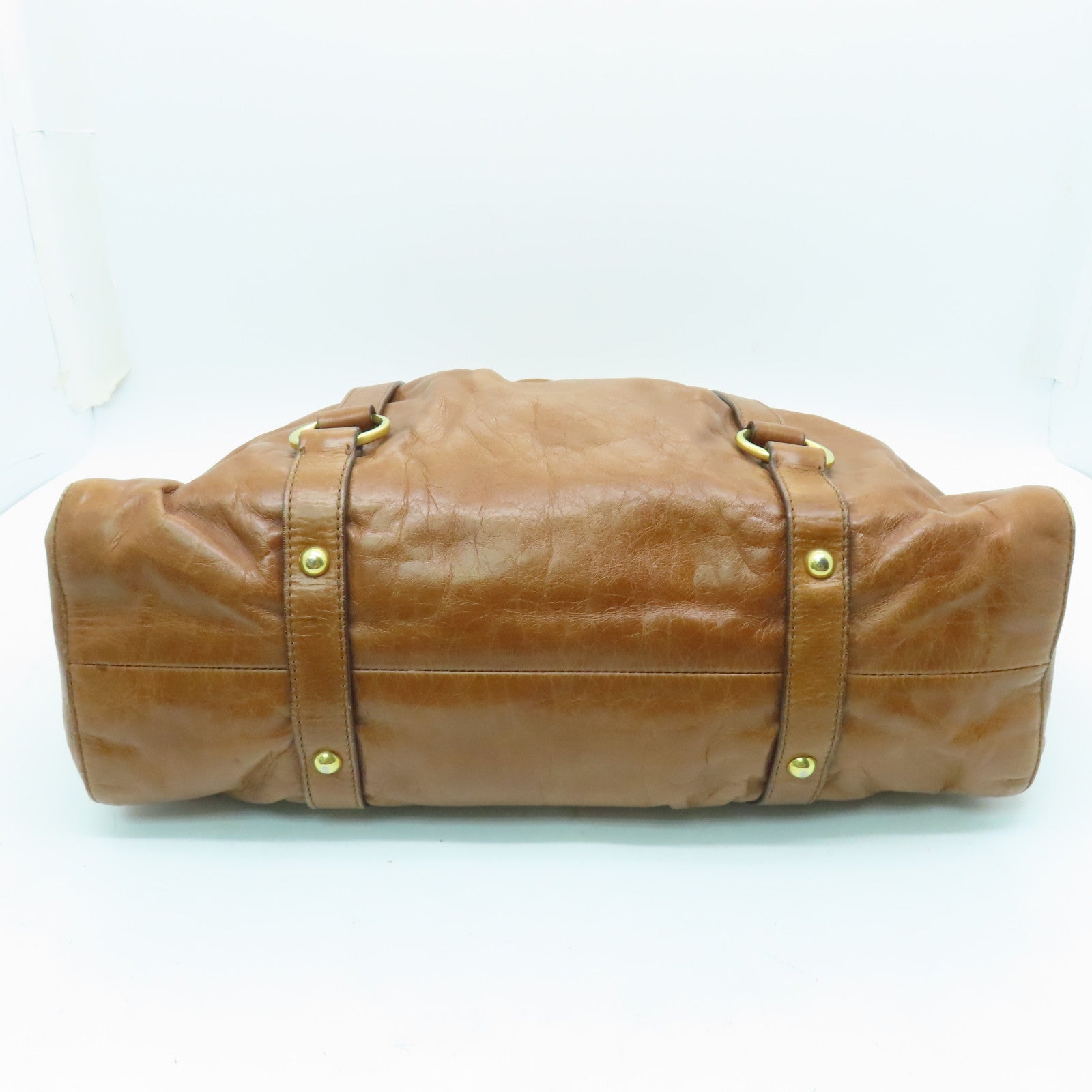 Miu Miu 牛皮皮革2way Shoulder Bag金扣手挽肩背兩用袋棕色
