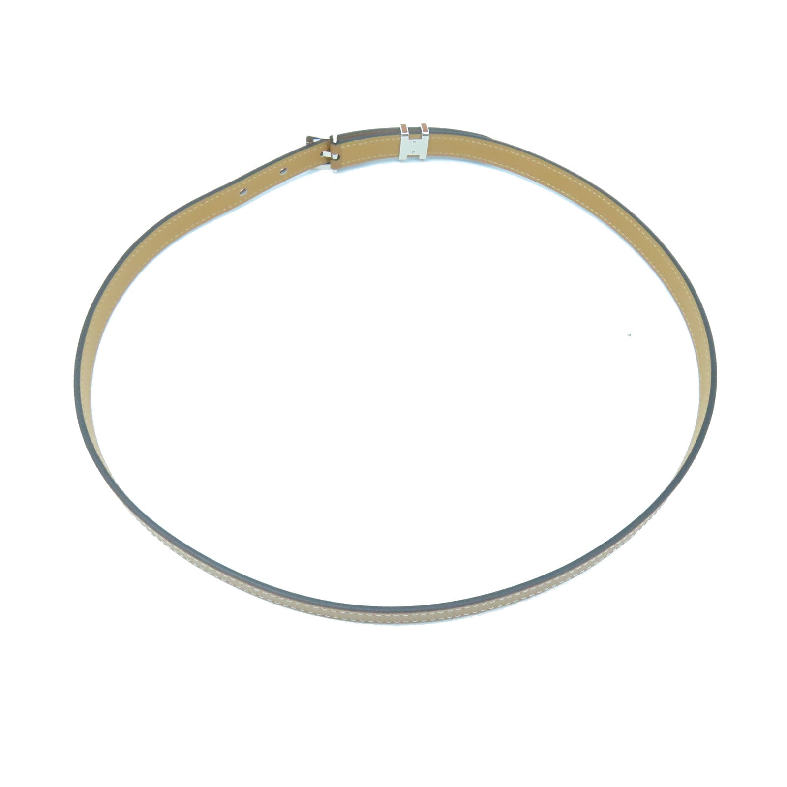 HERMES Veau Epsom Leather Pop H Belt Silver Buckle Belt Brown