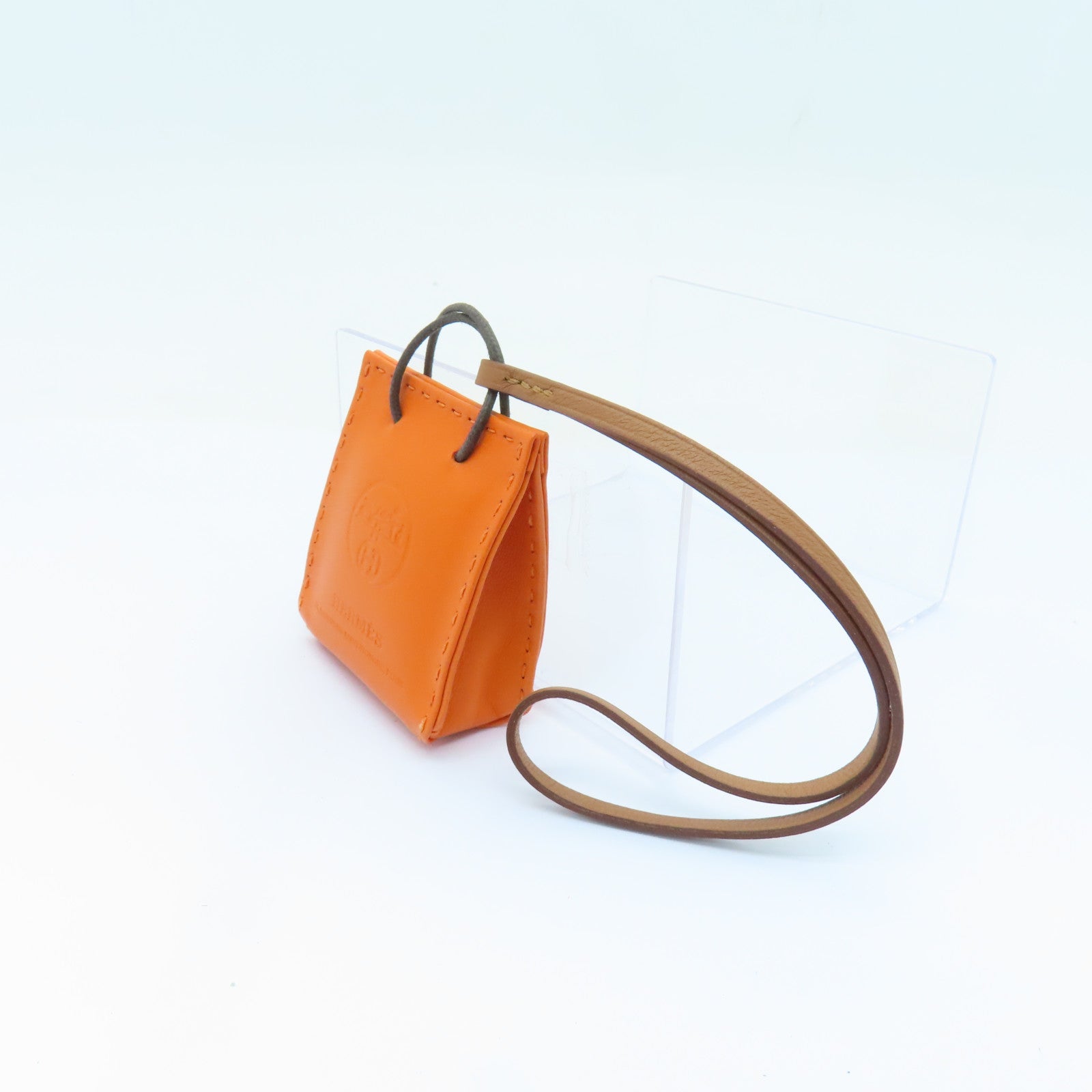 HERMES Swift皮革Bag Charm掛飾Orange橙色