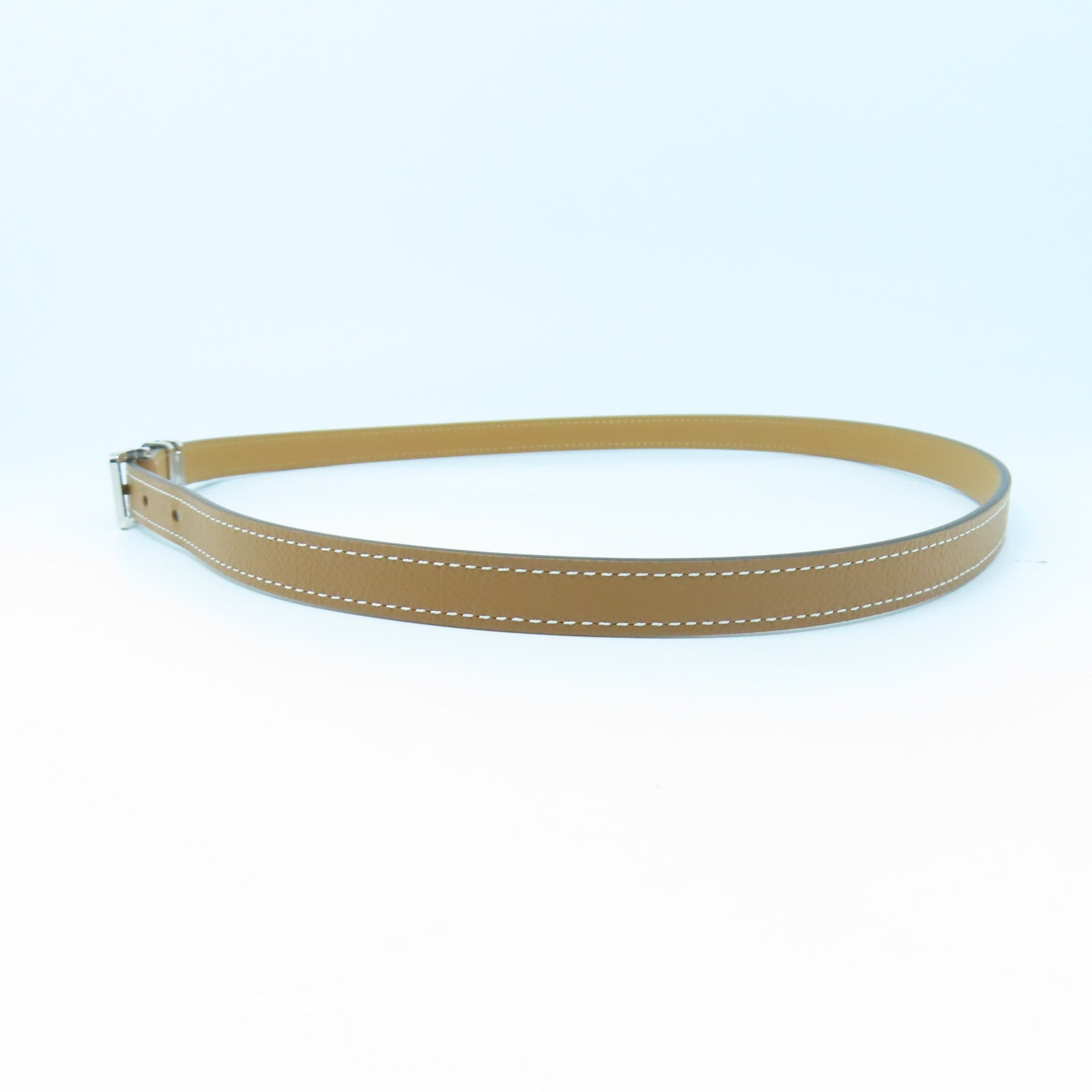 HERMES Veau Epsom Leather Pop H Belt Silver Buckle Belt Brown