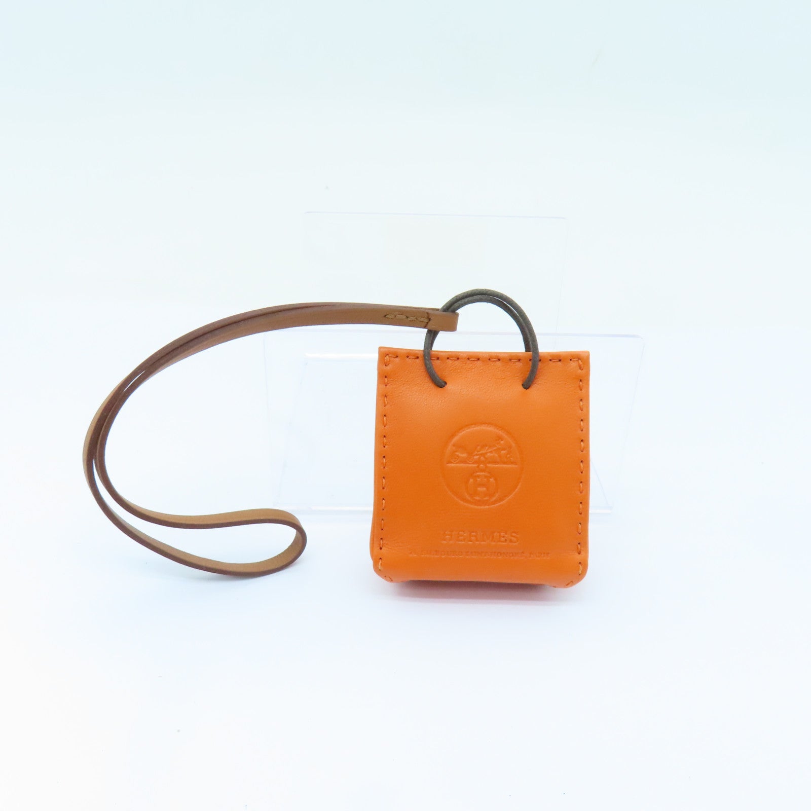 HERMES Swift皮革Bag Charm掛飾Orange橙色