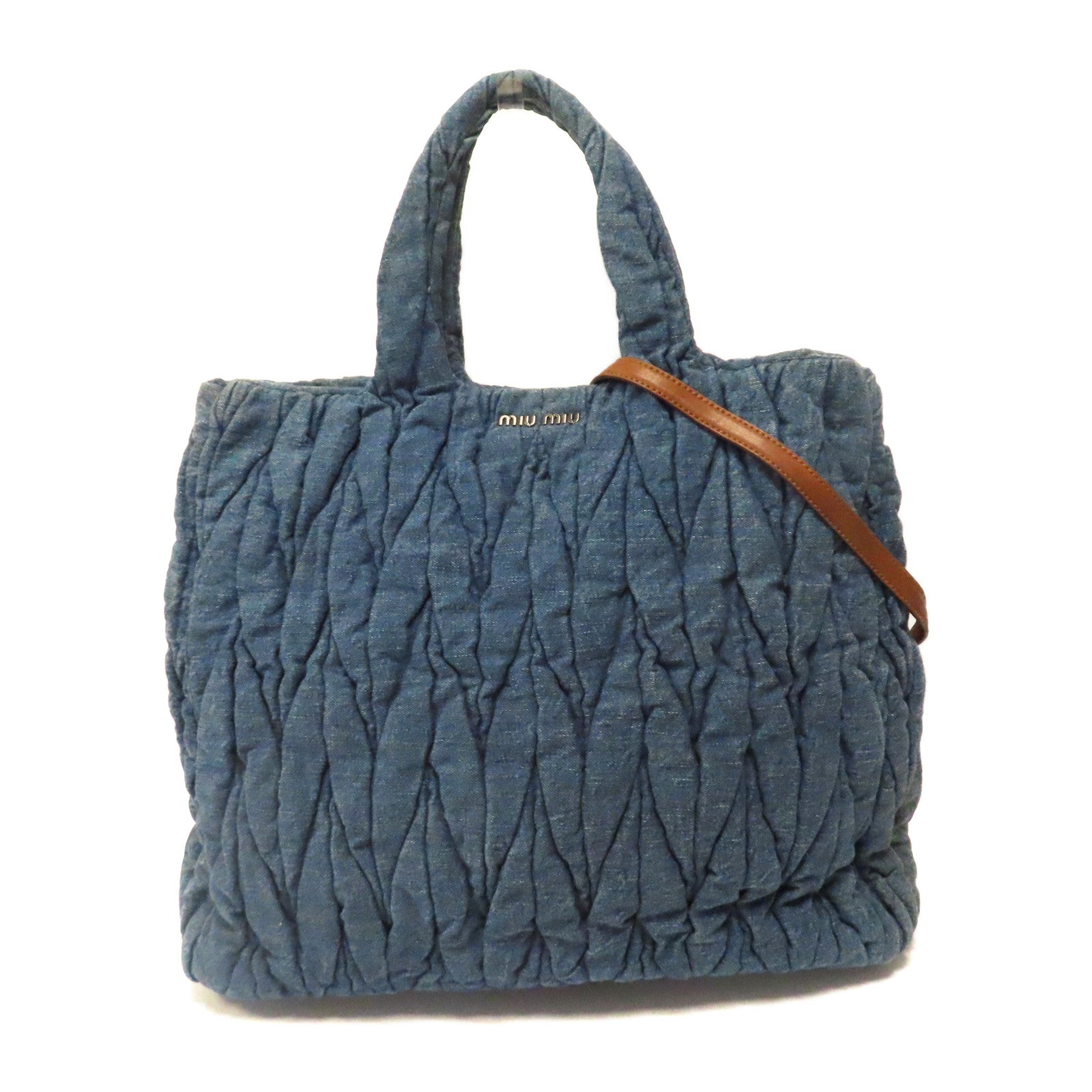 Miu Miu 牛仔布2 Way Shoulder手挽肩背兩用袋藍色