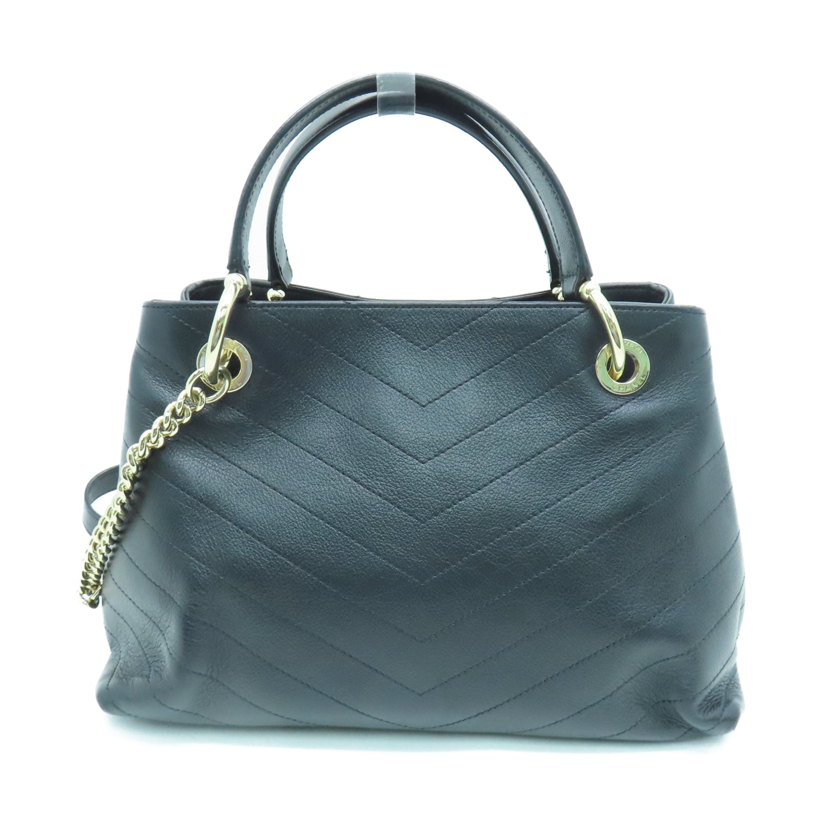 CHANEL 【激減優惠】斜紋羊皮皮革2 Way Shoulder Bag金扣鏈帶肩背袋黑色