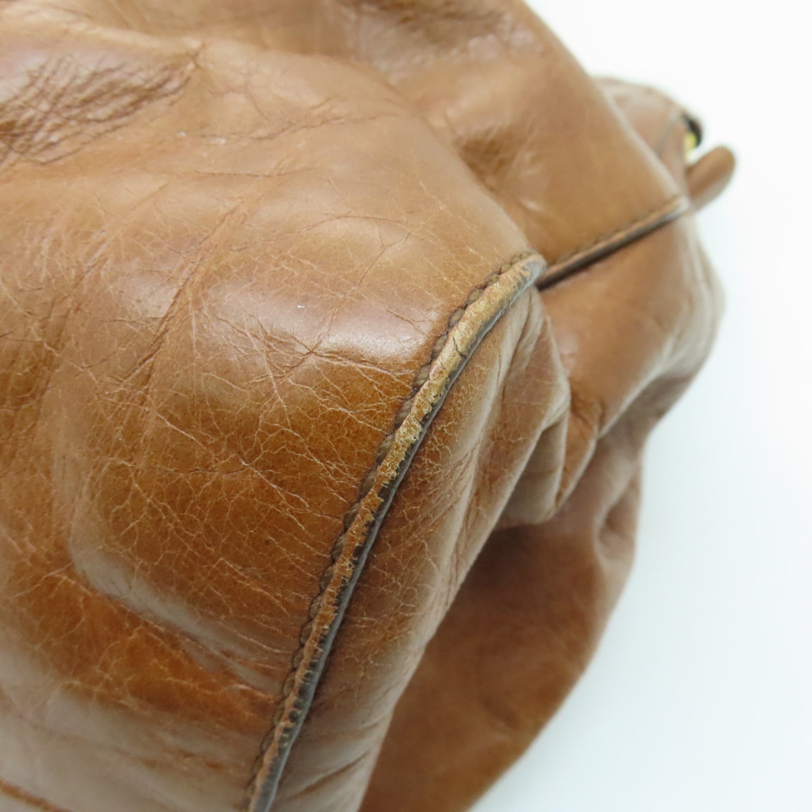Miu Miu 牛皮皮革2way Shoulder Bag金扣手挽肩背兩用袋棕色