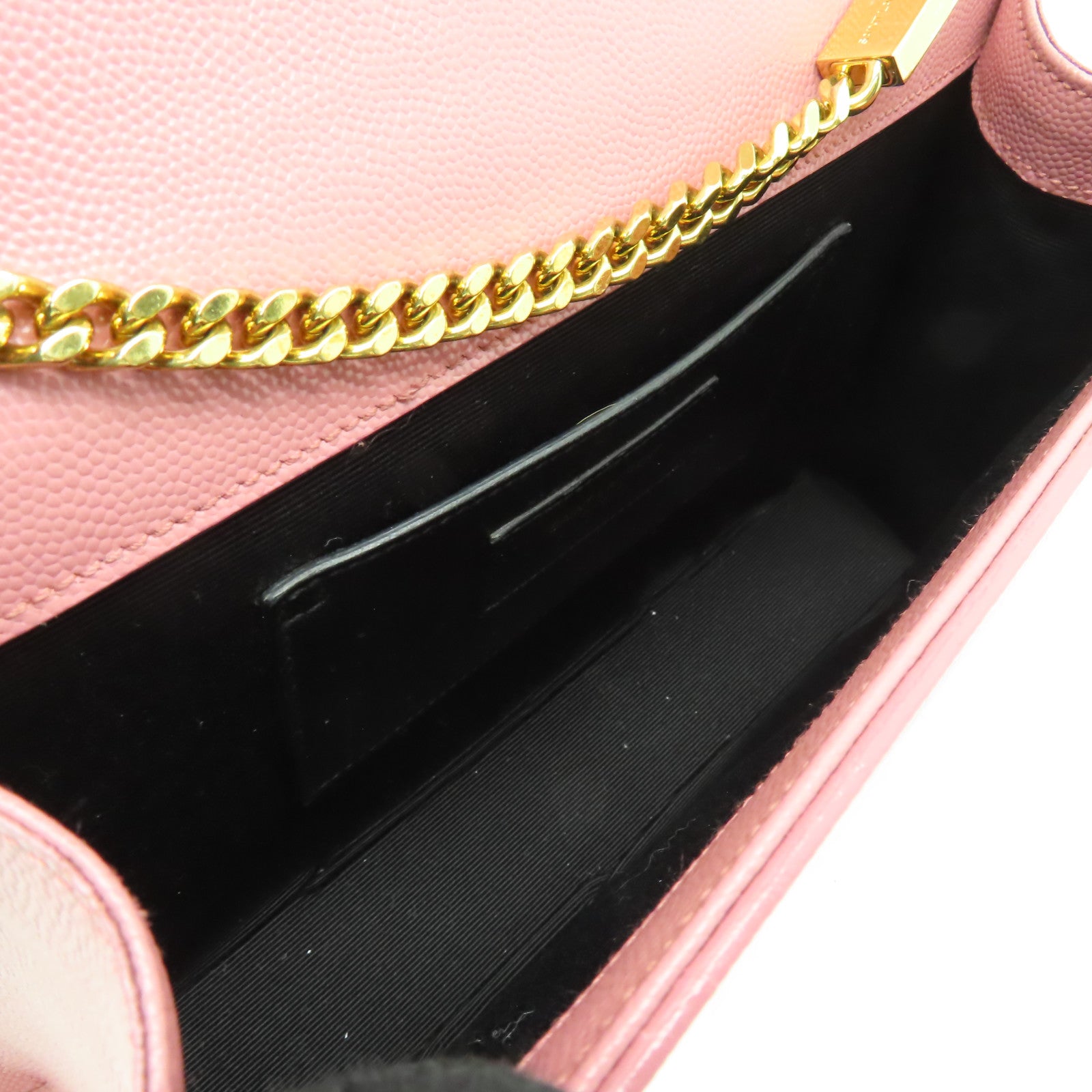 SAINT LAURENT 牛皮皮革Shoulder Bag金扣鏈帶肩背袋粉紅色