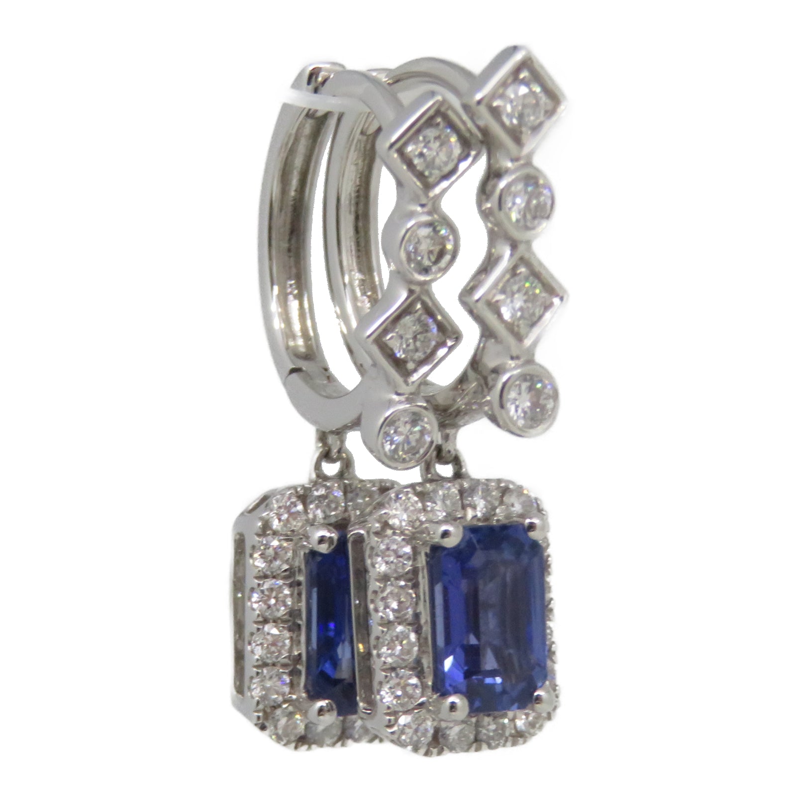 JEWELRY 【激減優惠】18K白金Sapphire Earring 1.28ct藍寶石0.41ct鑽石耳環