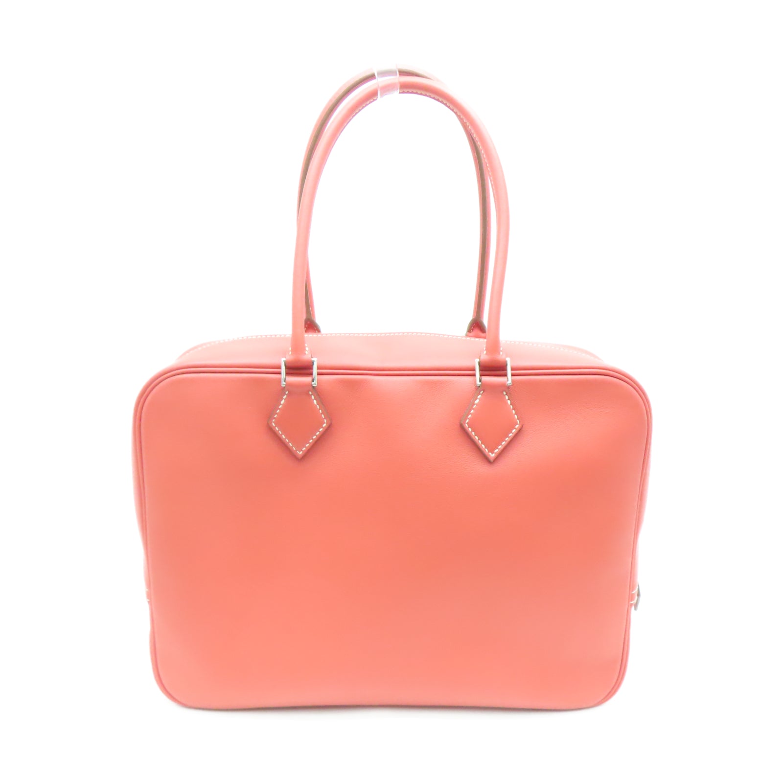 HERMES Veau Swift皮革Plume 32银扣手挽袋赭石红色