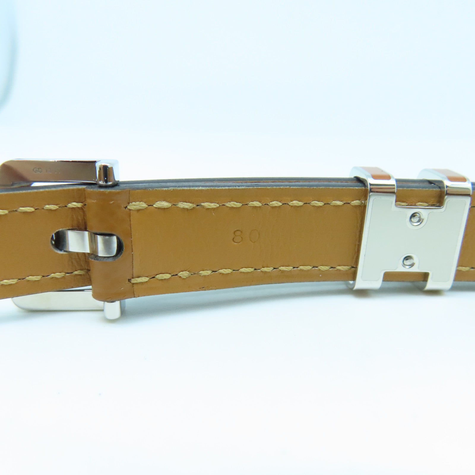 HERMES Veau Epsom Leather Pop H Belt Silver Buckle Belt Brown