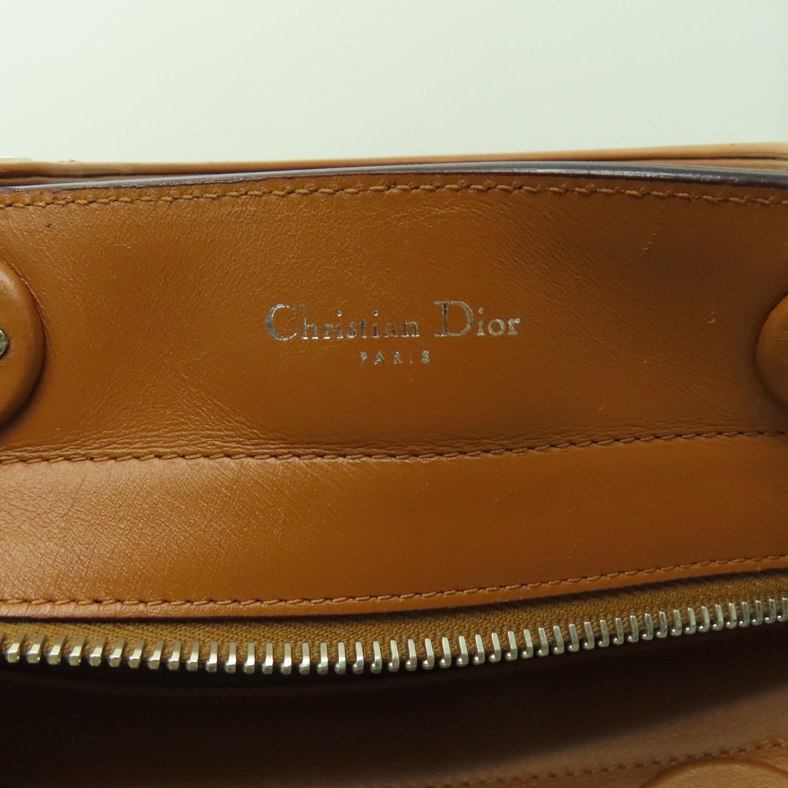 Dior 牛皮皮革2 Way Shoulder銀扣手挽肩背兩用袋啡色