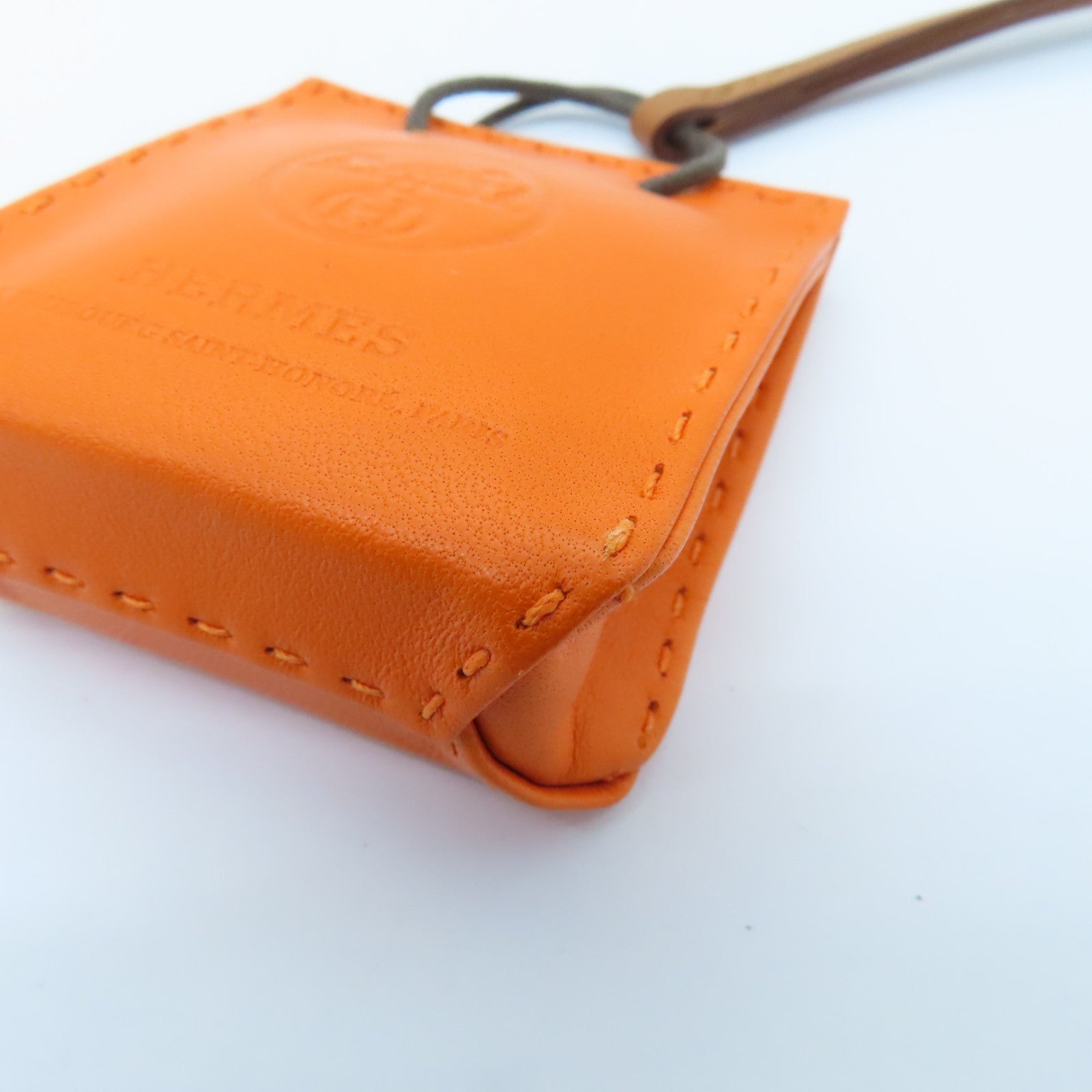 HERMES Swift皮革Bag Charm掛飾Orange橙色