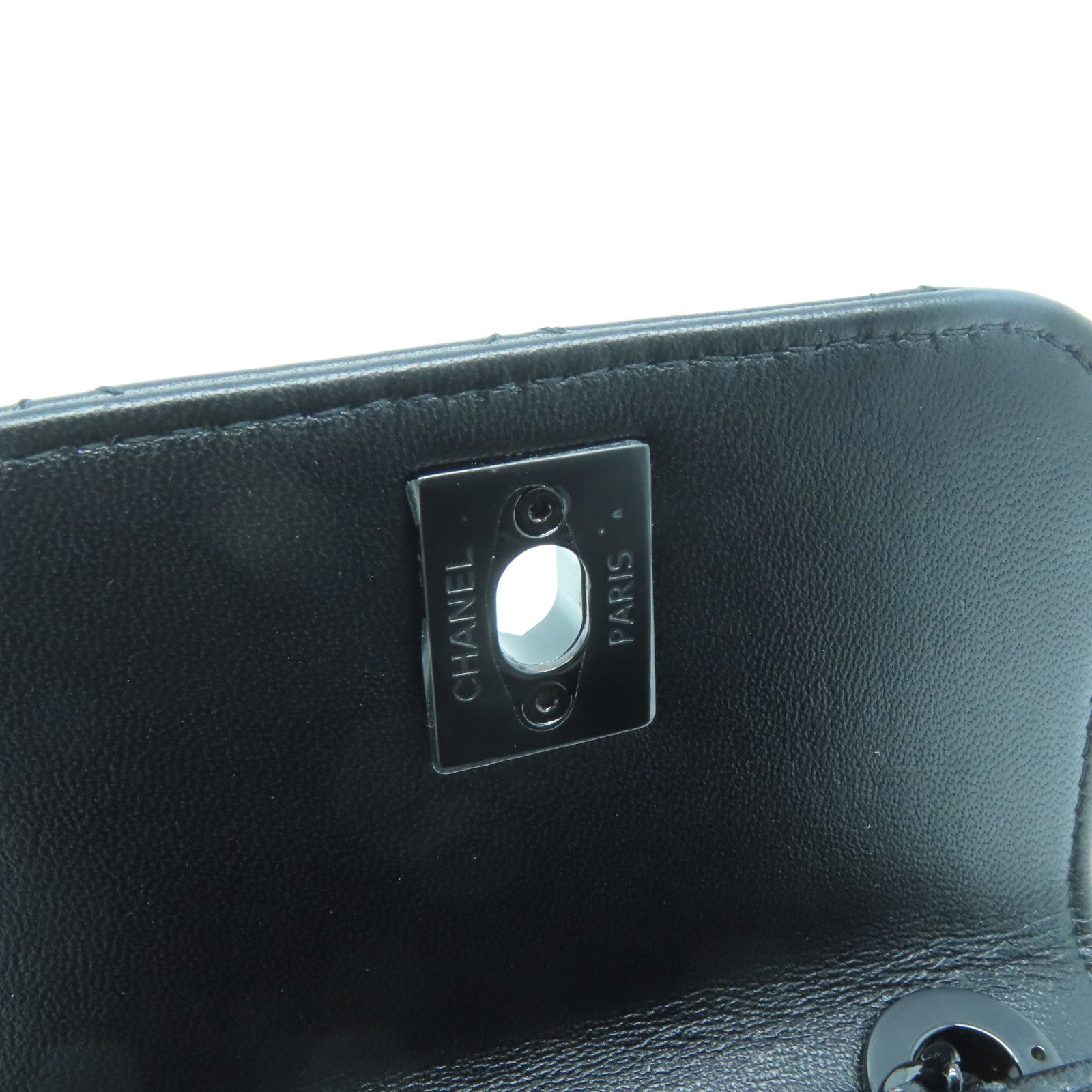 CHANEL 菱格羊皮皮革Chain Shoulder Bag鏈帶肩背袋黑色