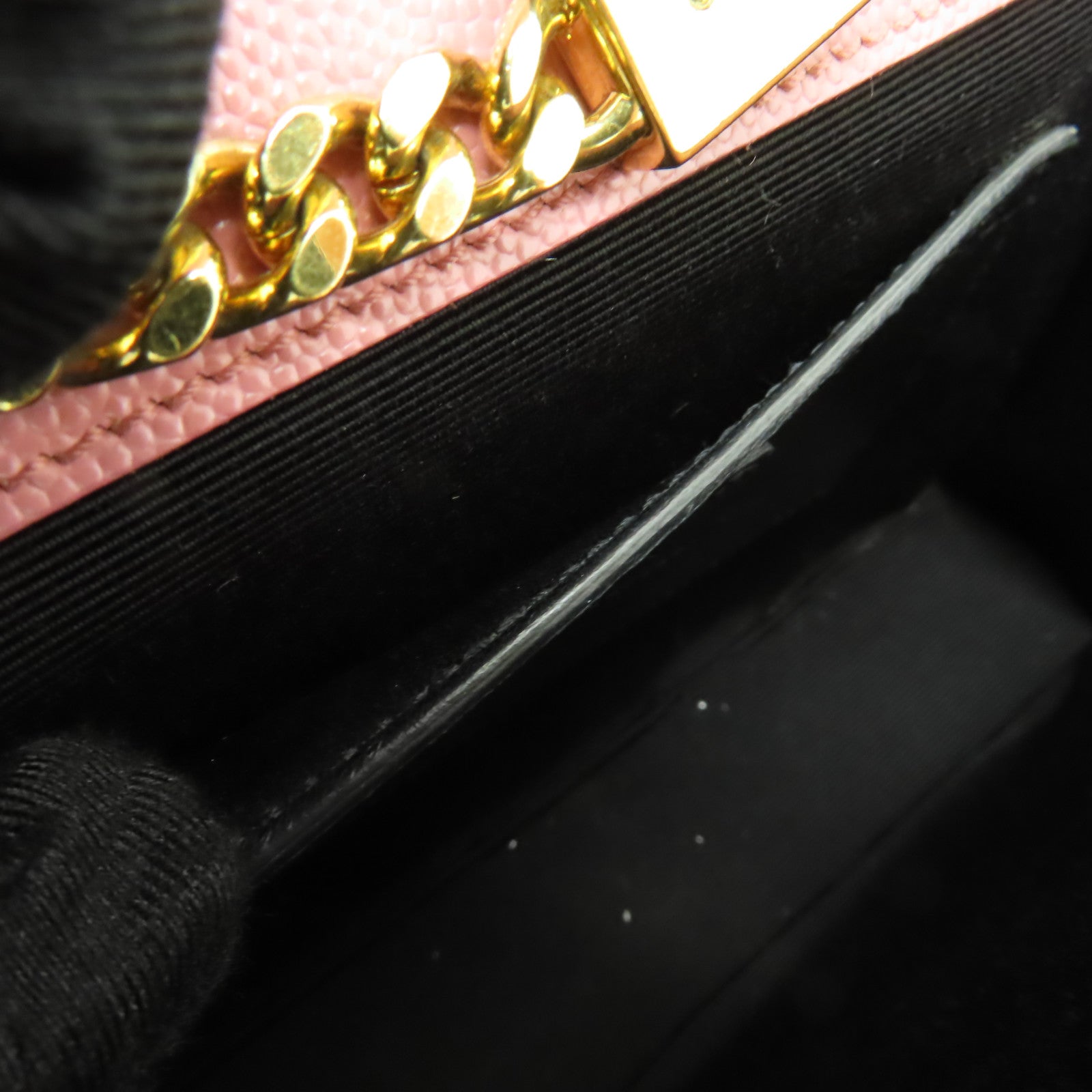 SAINT LAURENT 牛皮皮革Shoulder Bag金扣鏈帶肩背袋粉紅色