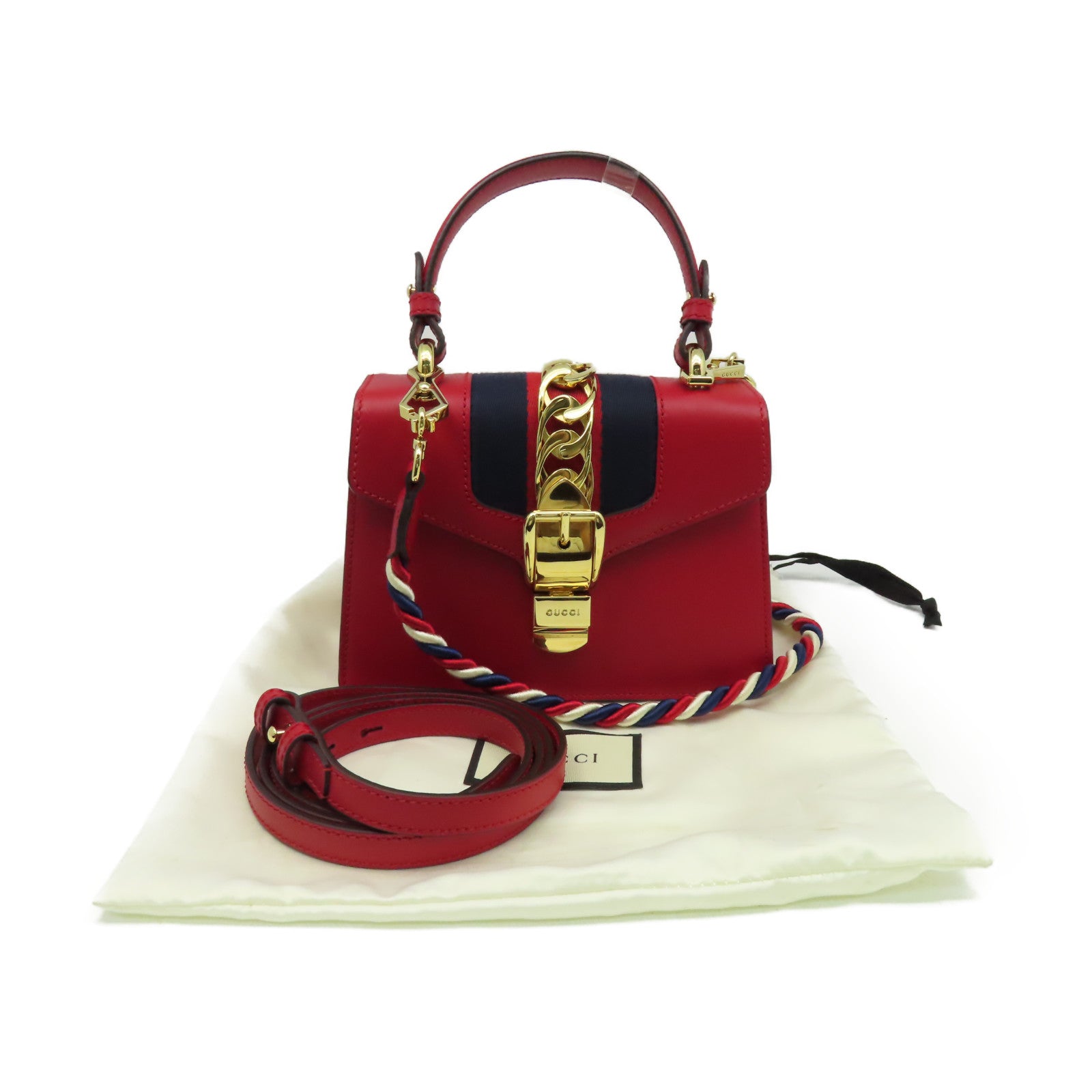 GUCCI 牛皮皮革Sylvie 2Way Shoulder Bag手挽肩背兩用袋紅色