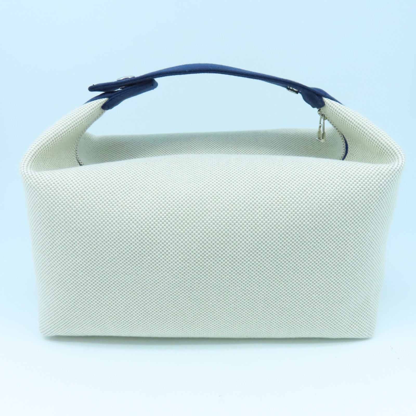 HERMES 帆布Bride-a-Brac Cabriole Case银扣手提包蓝色