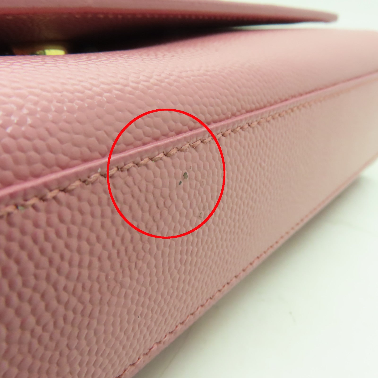 SAINT LAURENT 牛皮皮革Shoulder Bag金扣鏈帶肩背袋粉紅色