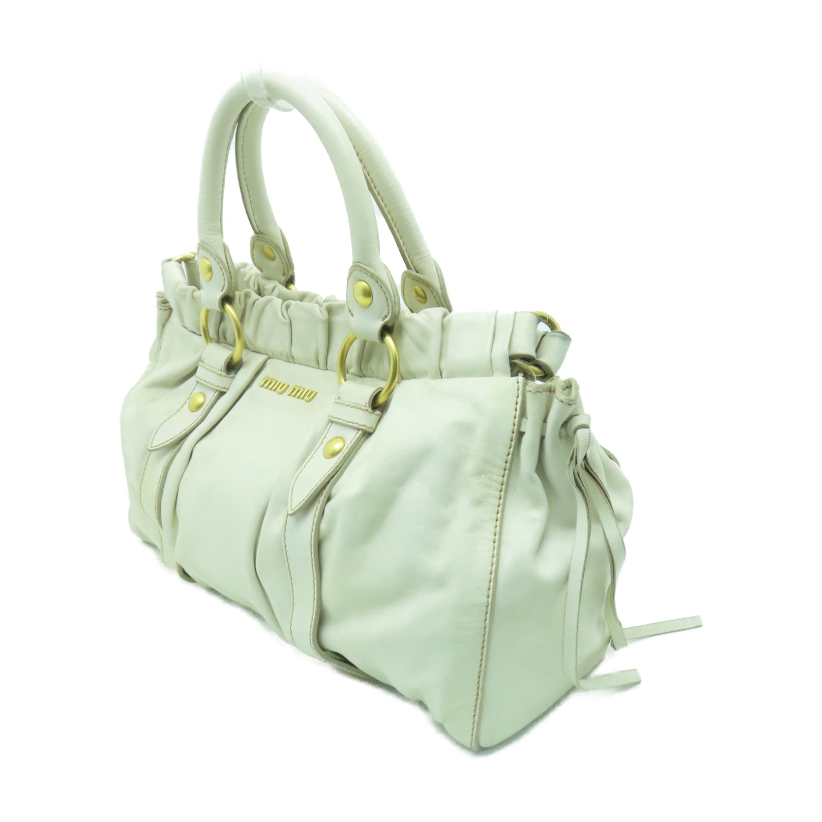 Miu Miu 牛皮皮革2 Way Shoulder金扣手挽肩背兩用袋白色