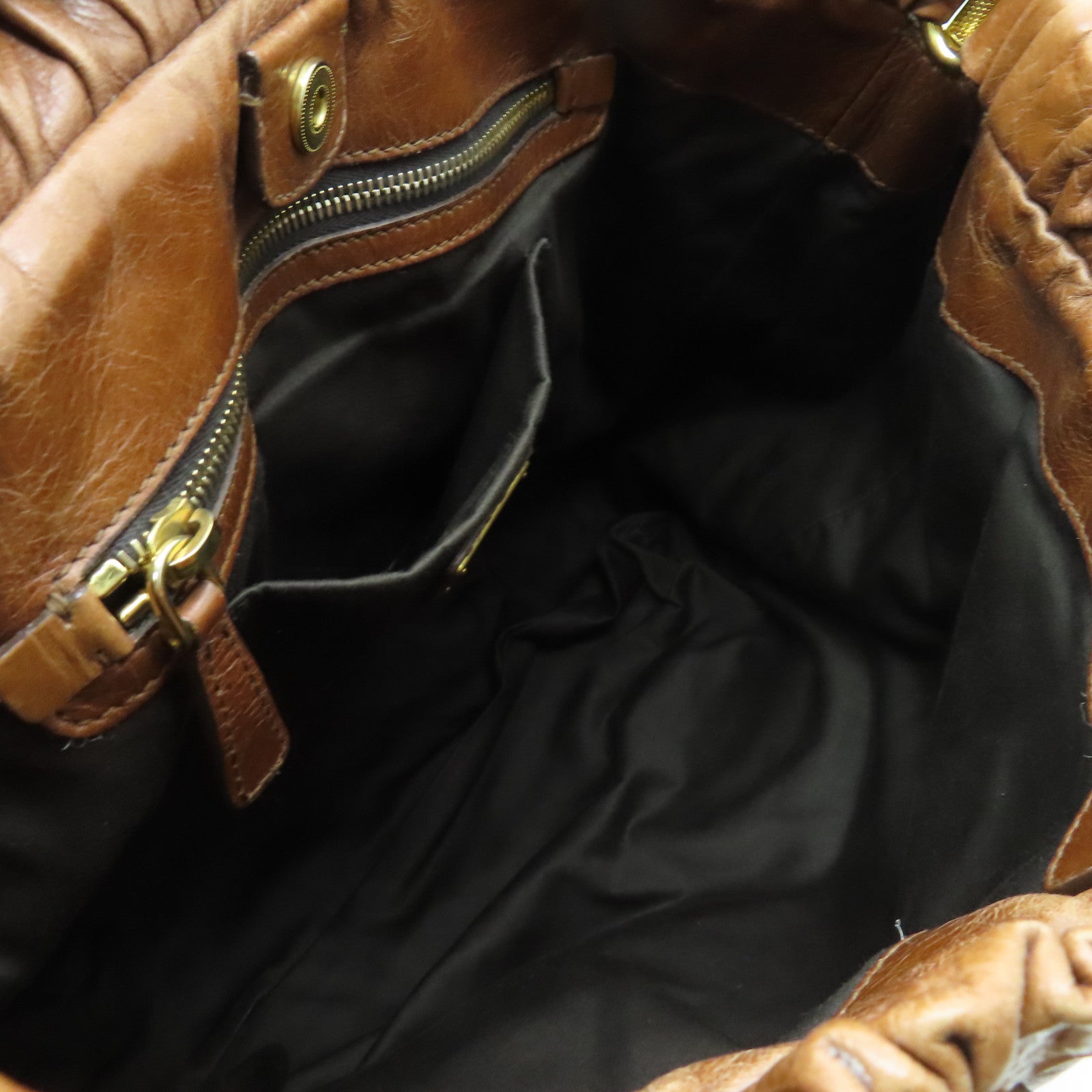 Miu Miu 牛皮皮革2way Shoulder Bag金扣手挽肩背兩用袋棕色