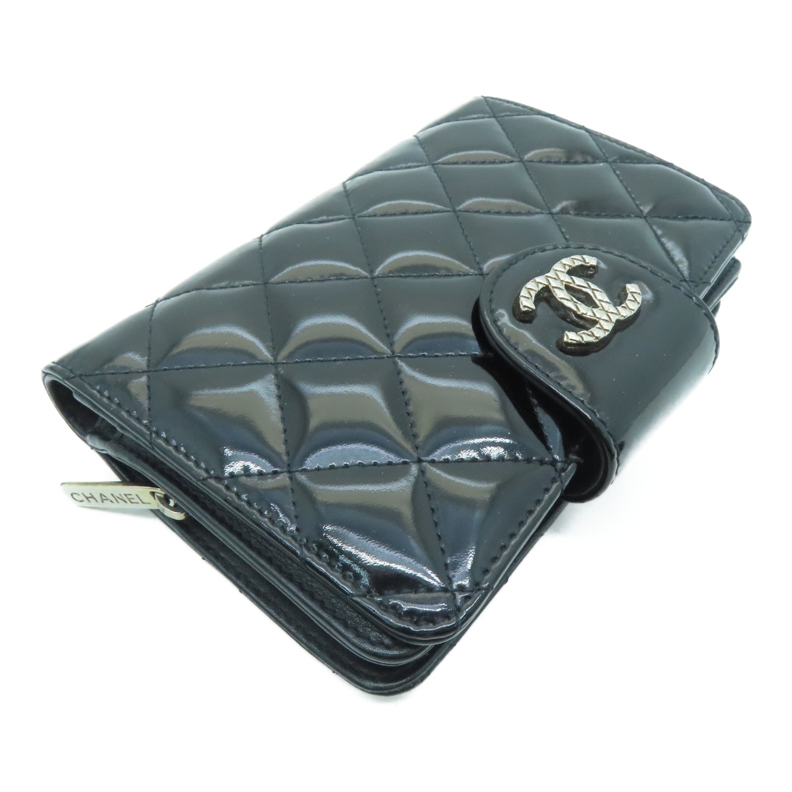 CHANEL 【激减优惠】菱格漆皮皮革Wallet银扣钱包黑色