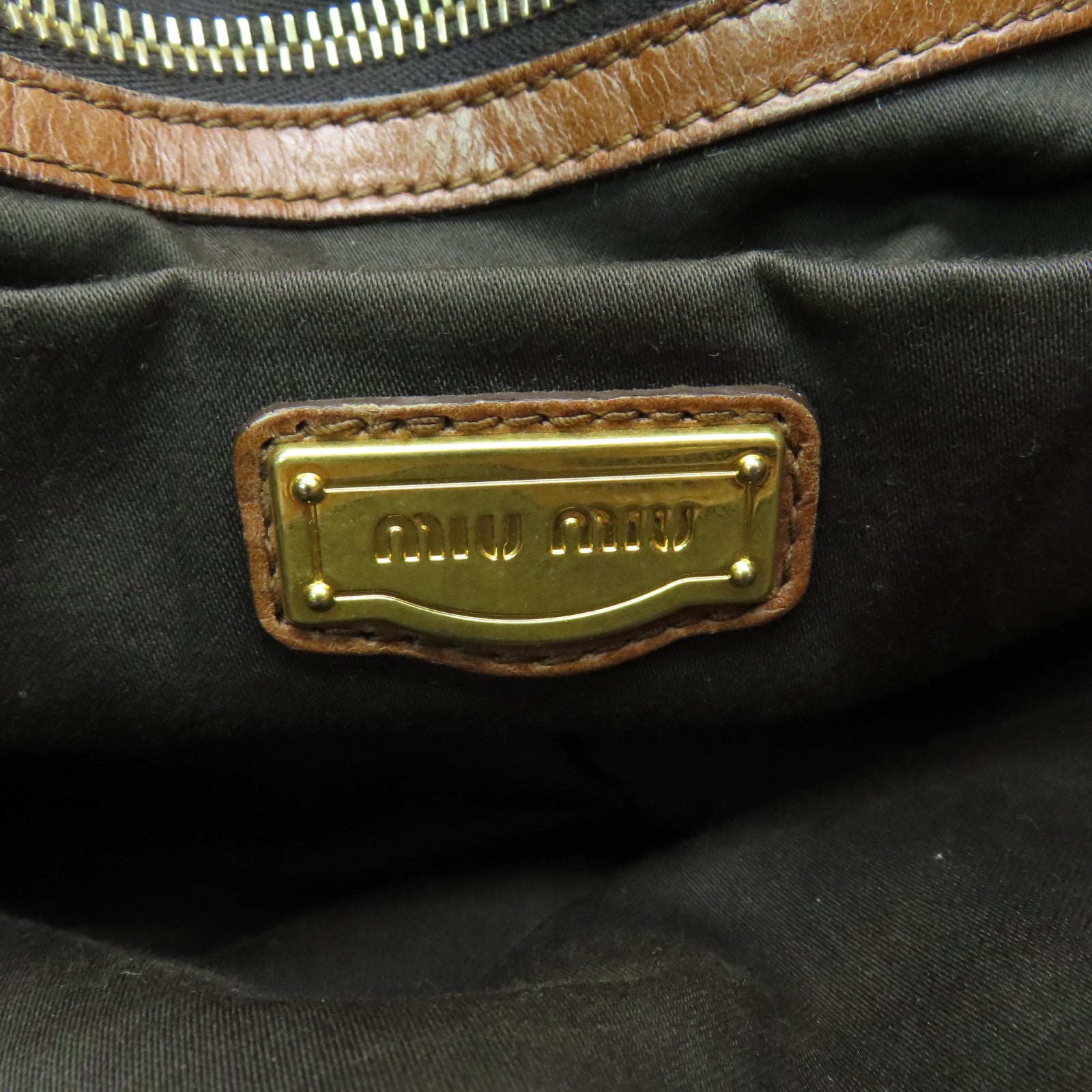 Miu Miu 牛皮皮革2way Shoulder Bag金扣手挽肩背兩用袋棕色