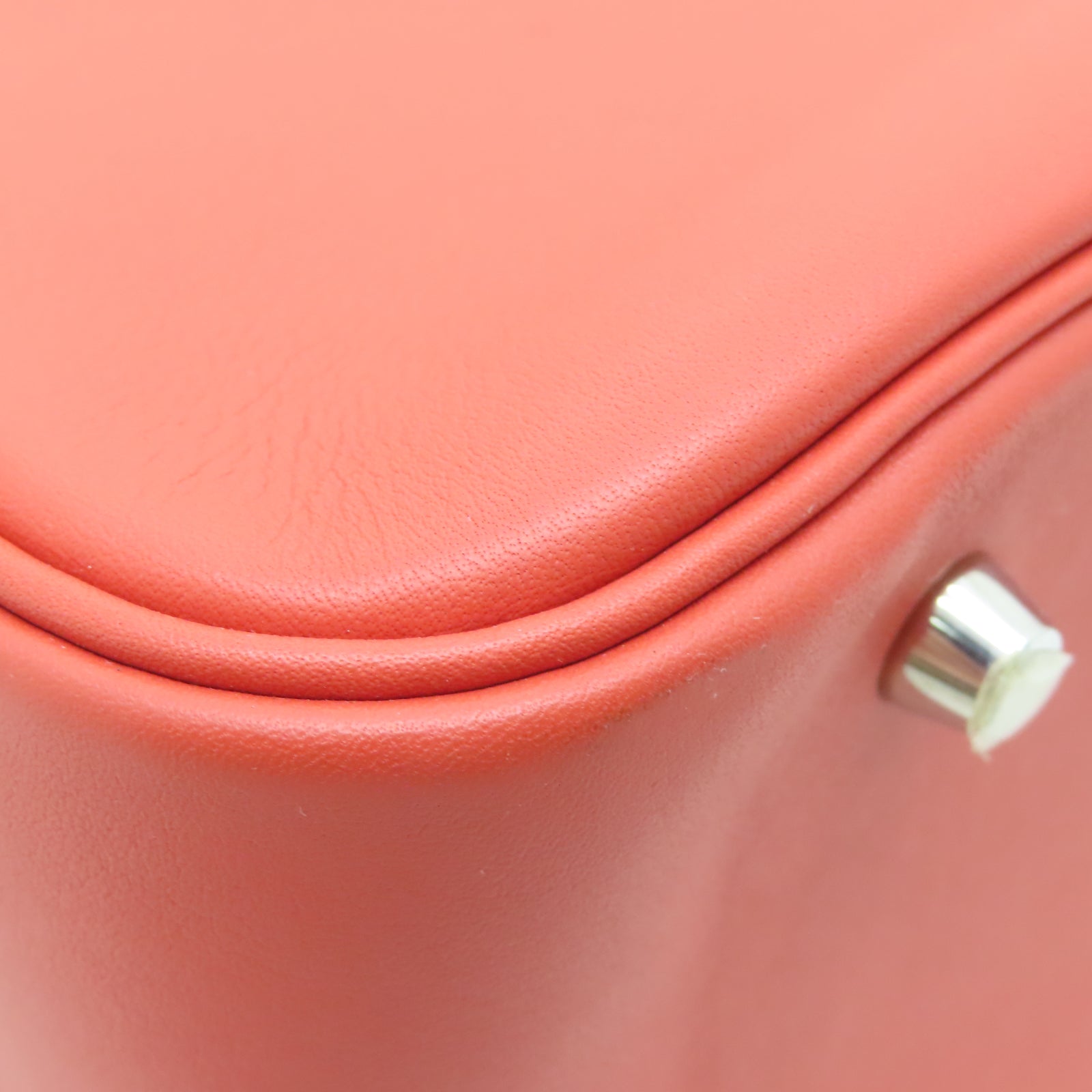 HERMES Veau Swift皮革Plume 32银扣手挽袋赭石红色