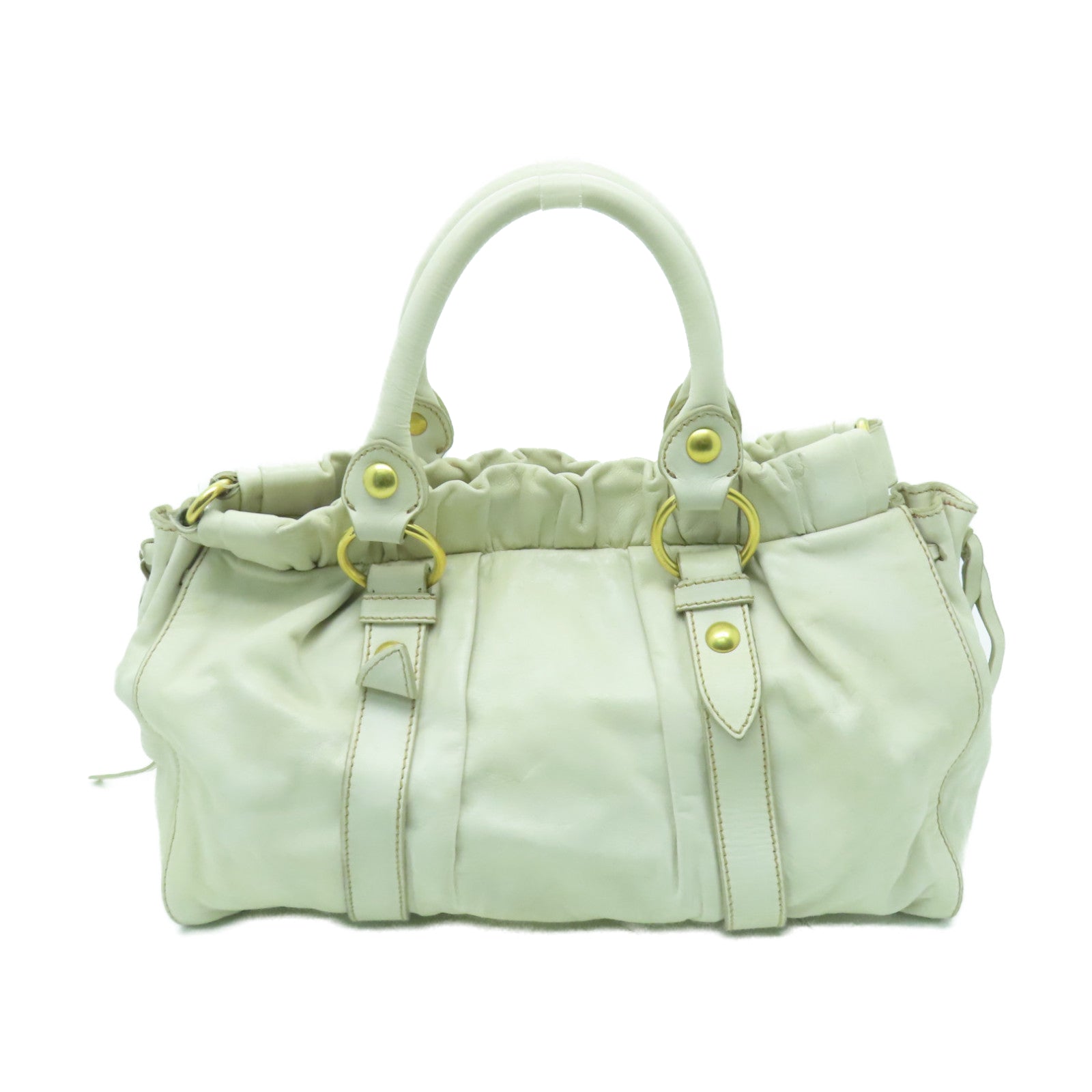 Miu Miu 牛皮皮革2 Way Shoulder金扣手挽肩背兩用袋白色
