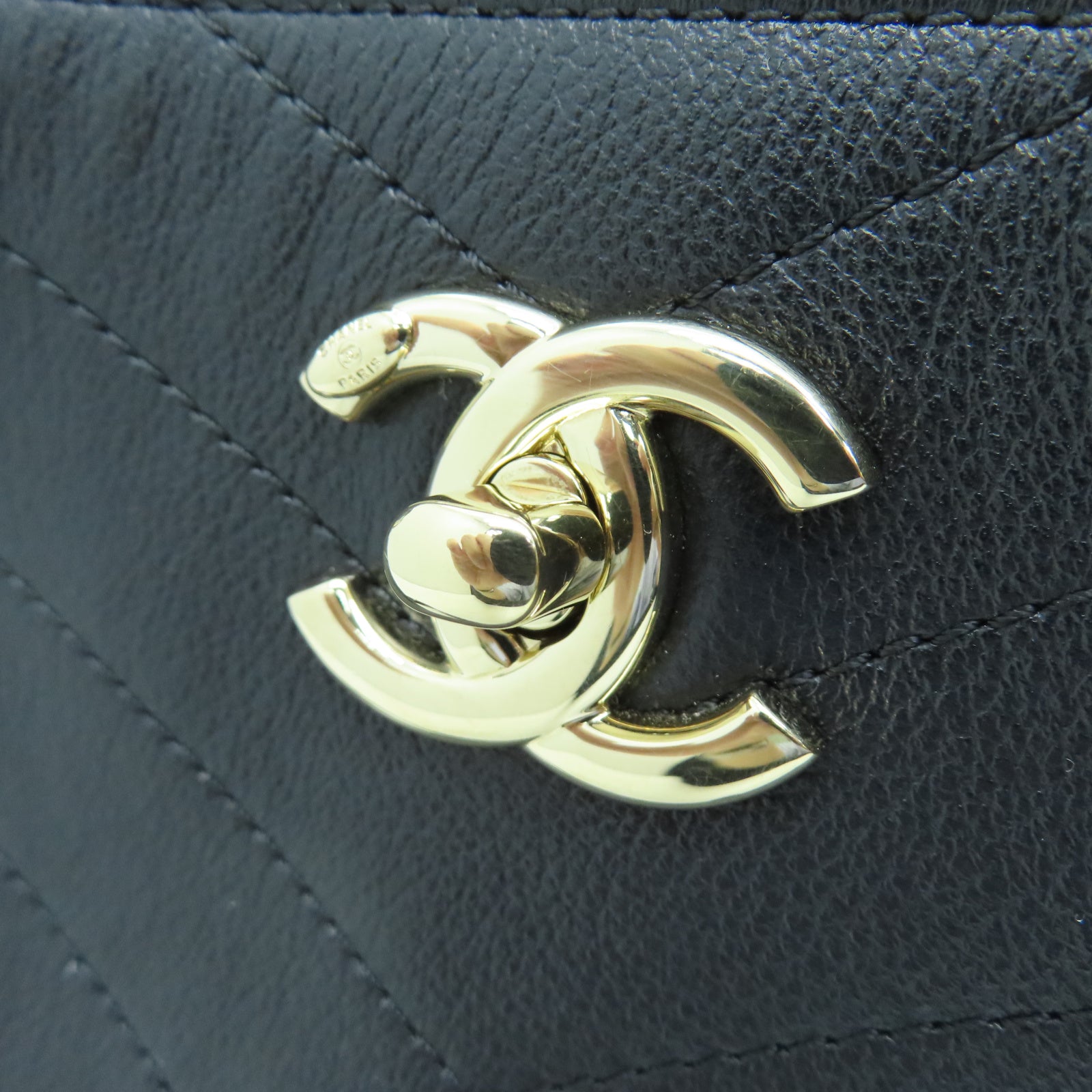 CHANEL 【激減優惠】斜紋羊皮皮革2 Way Shoulder Bag金扣鏈帶肩背袋黑色