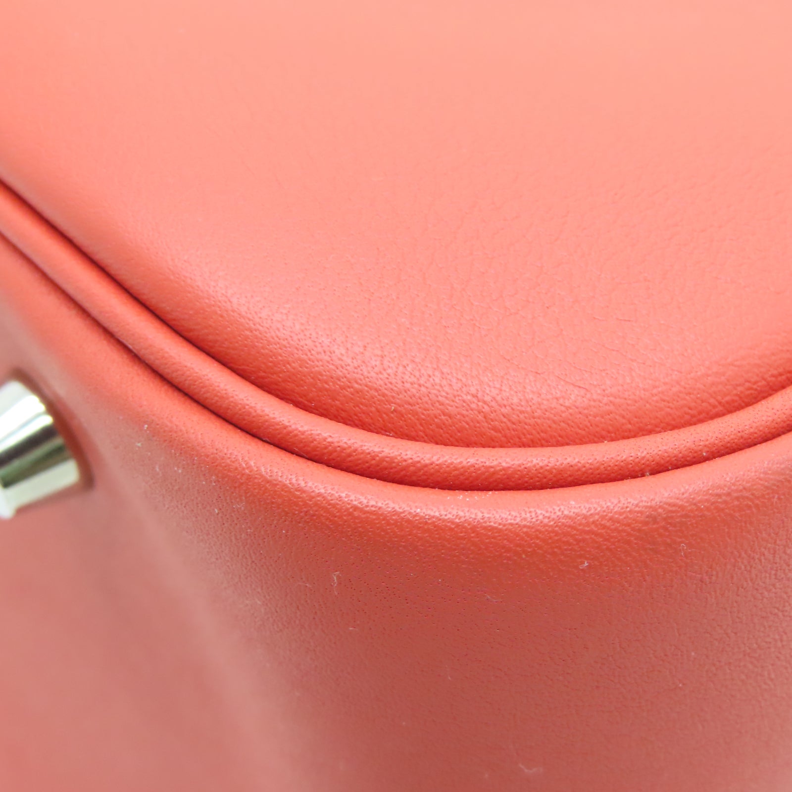 HERMES Veau Swift皮革Plume 32银扣手挽袋赭石红色