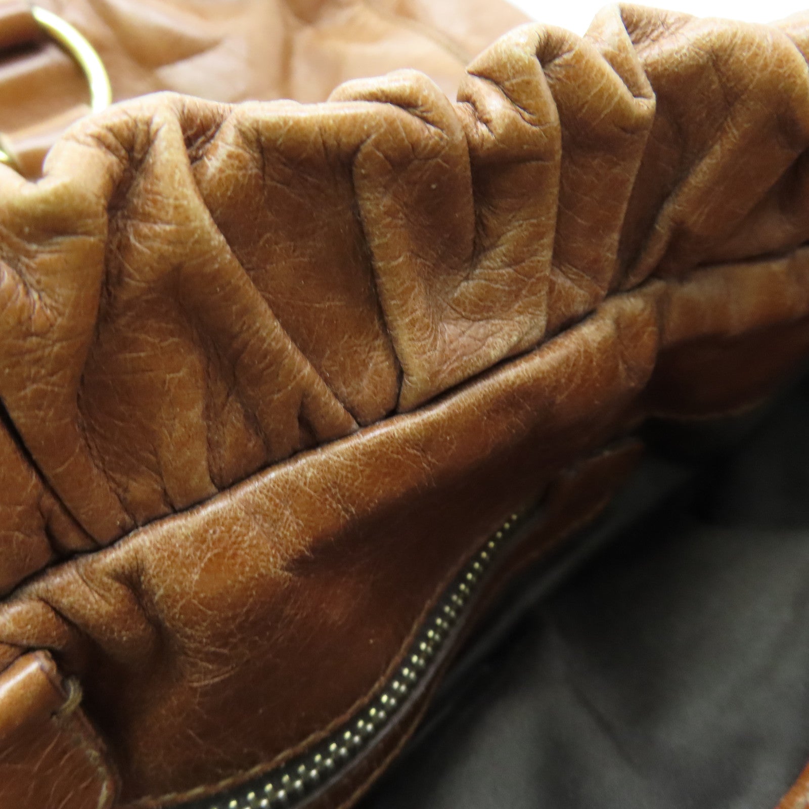 Miu Miu 牛皮皮革2way Shoulder Bag金扣手挽肩背兩用袋棕色