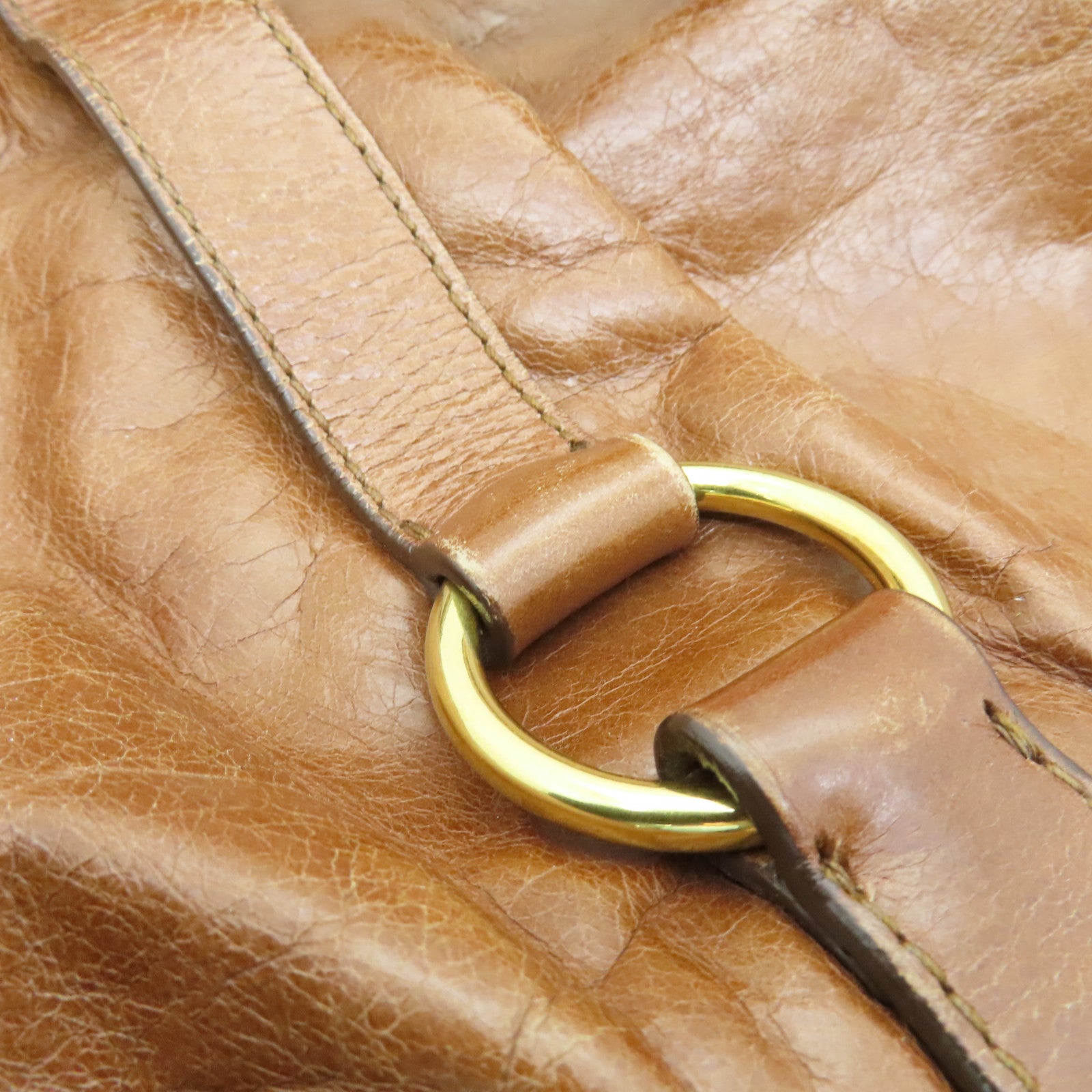 Miu Miu 牛皮皮革2way Shoulder Bag金扣手挽肩背兩用袋棕色