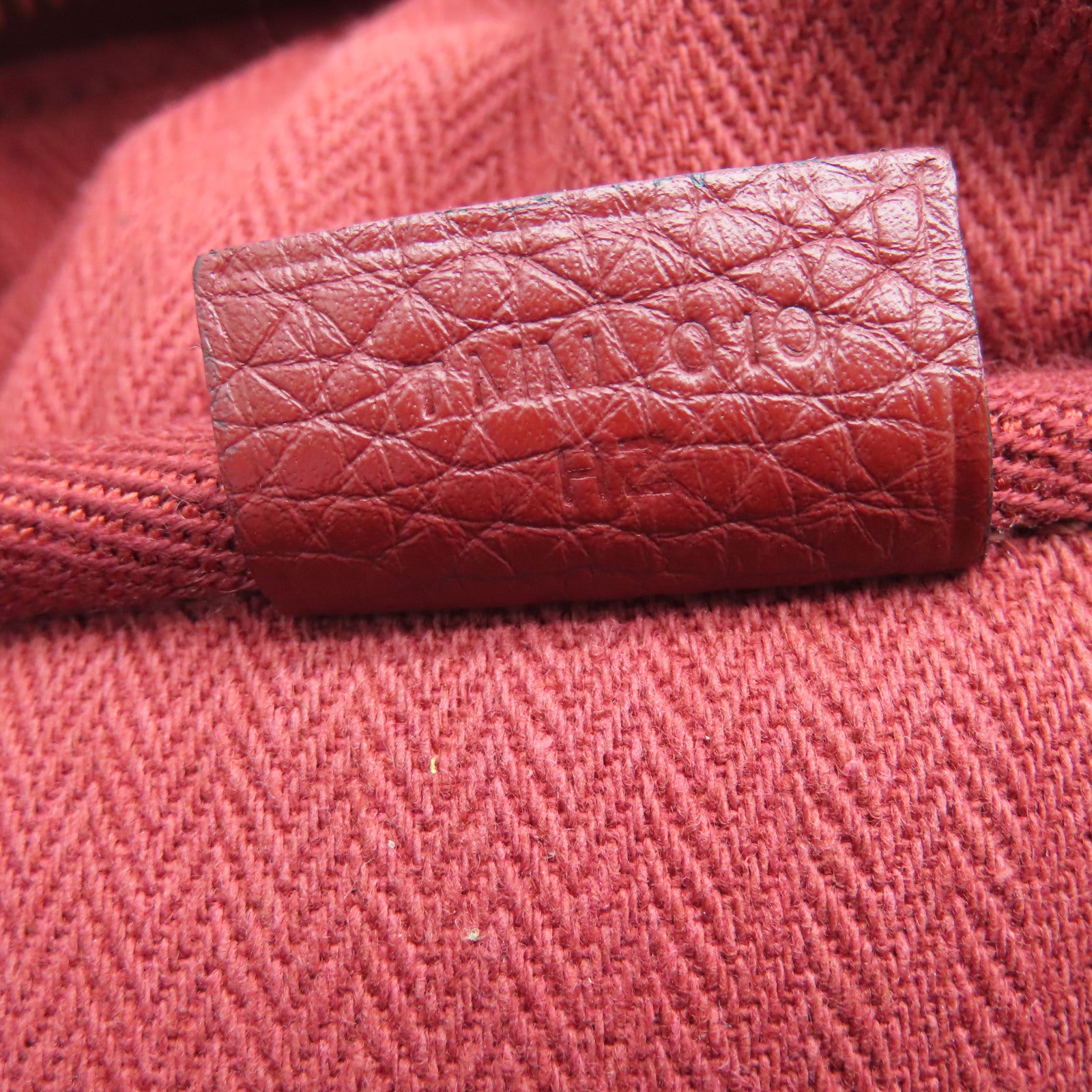 HERMES 帆布Victoria银扣手挽袋灰色/红色
