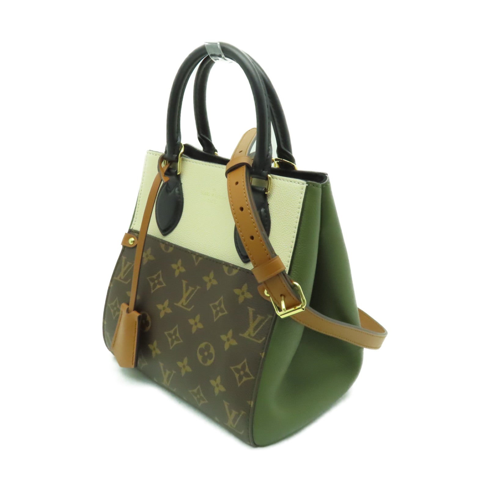 LOUIS VUITTON Monogram Fold Tote Bag金扣手挽肩背兩用袋棕色