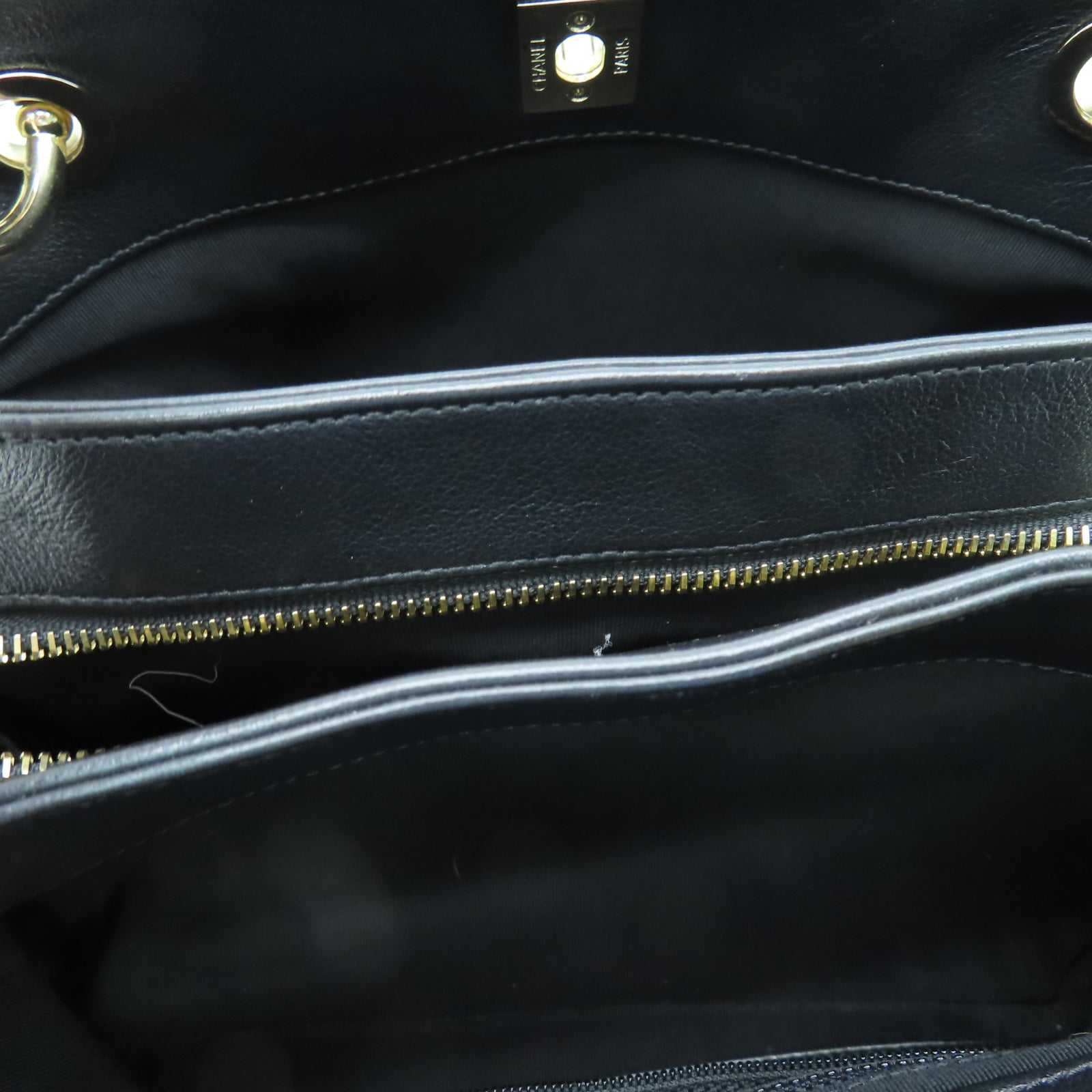 CHANEL 【激減優惠】斜紋羊皮皮革2 Way Shoulder Bag金扣鏈帶肩背袋黑色