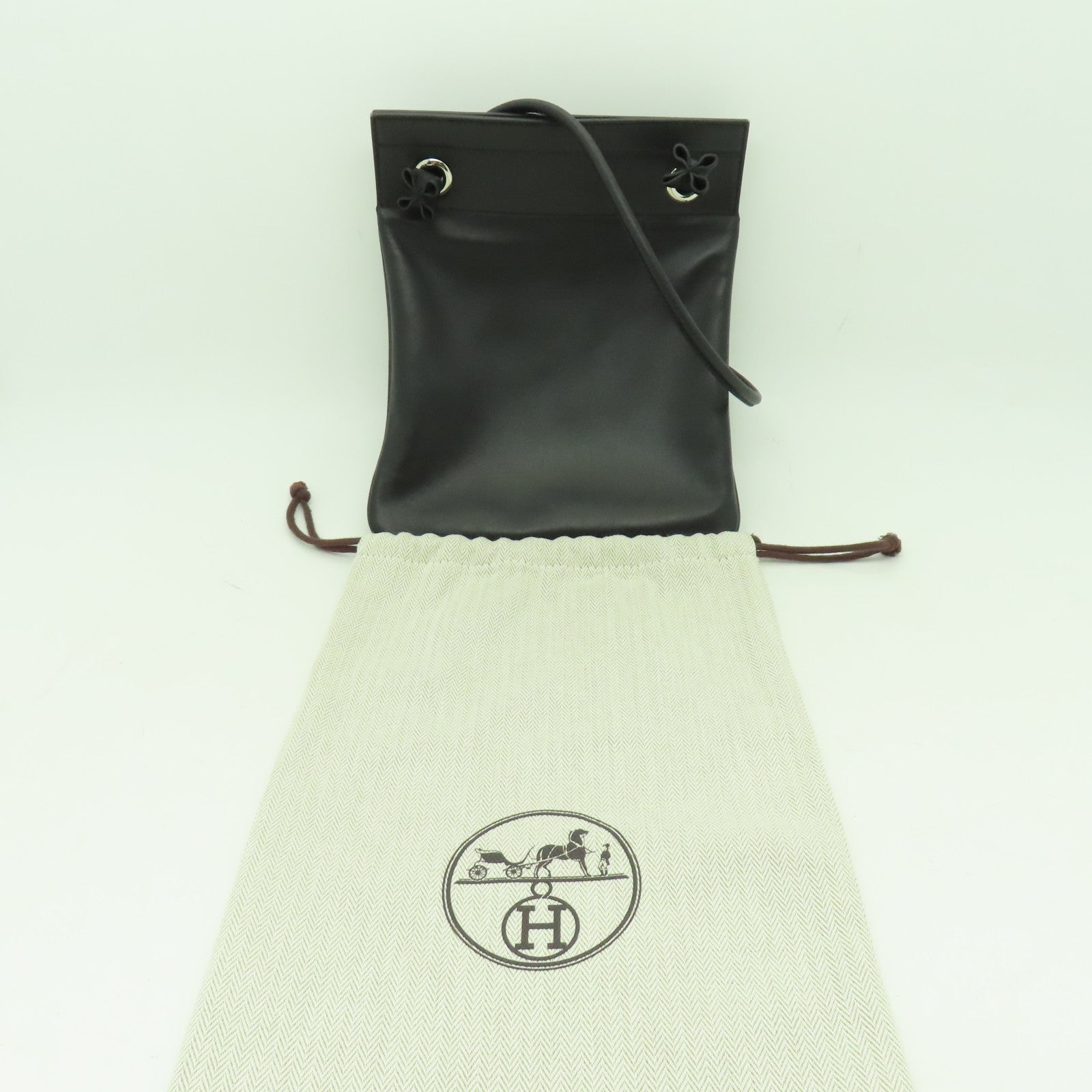 HERMES Swift皮革Aline銀扣肩背袋黑色