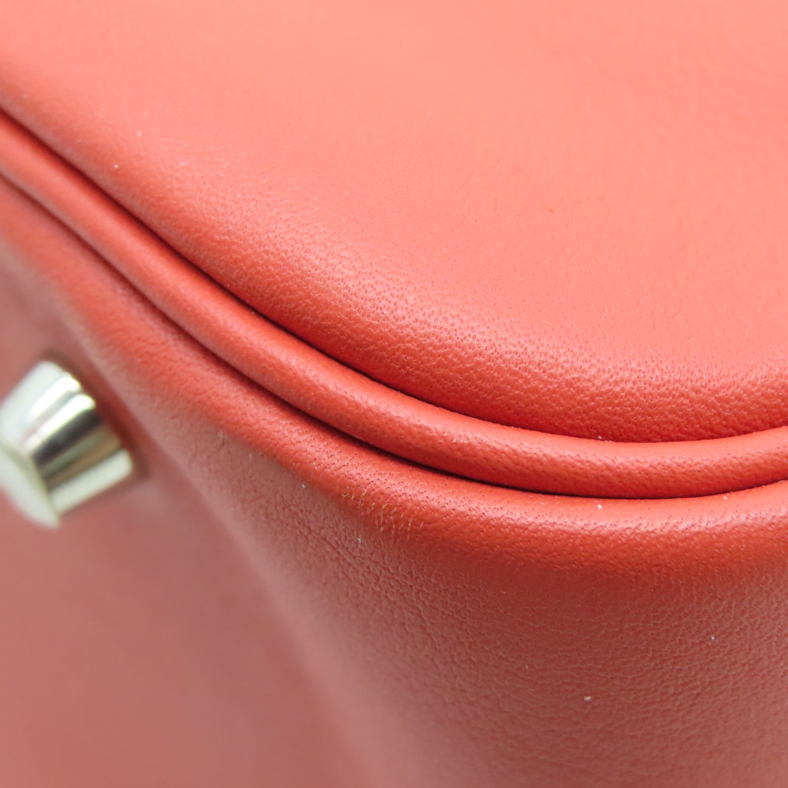 HERMES Veau Swift皮革Plume 32银扣手挽袋赭石红色