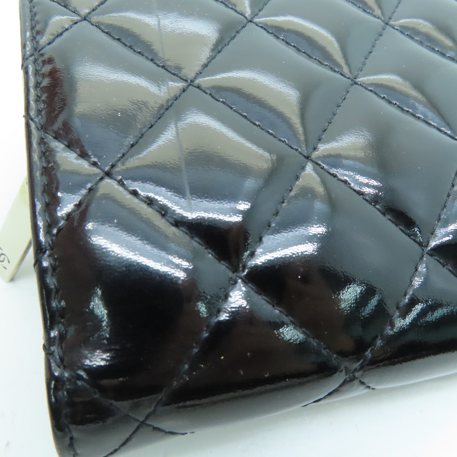 CHANEL 【激减优惠】菱格漆皮皮革Wallet银扣钱包黑色