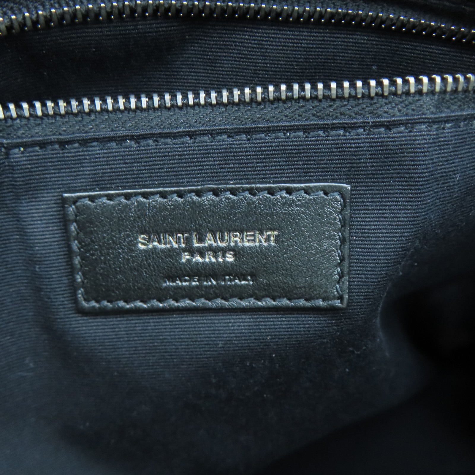 SAINT LAURENT 牛皮皮革Tote Bag銀扣鏈帶肩背袋米色