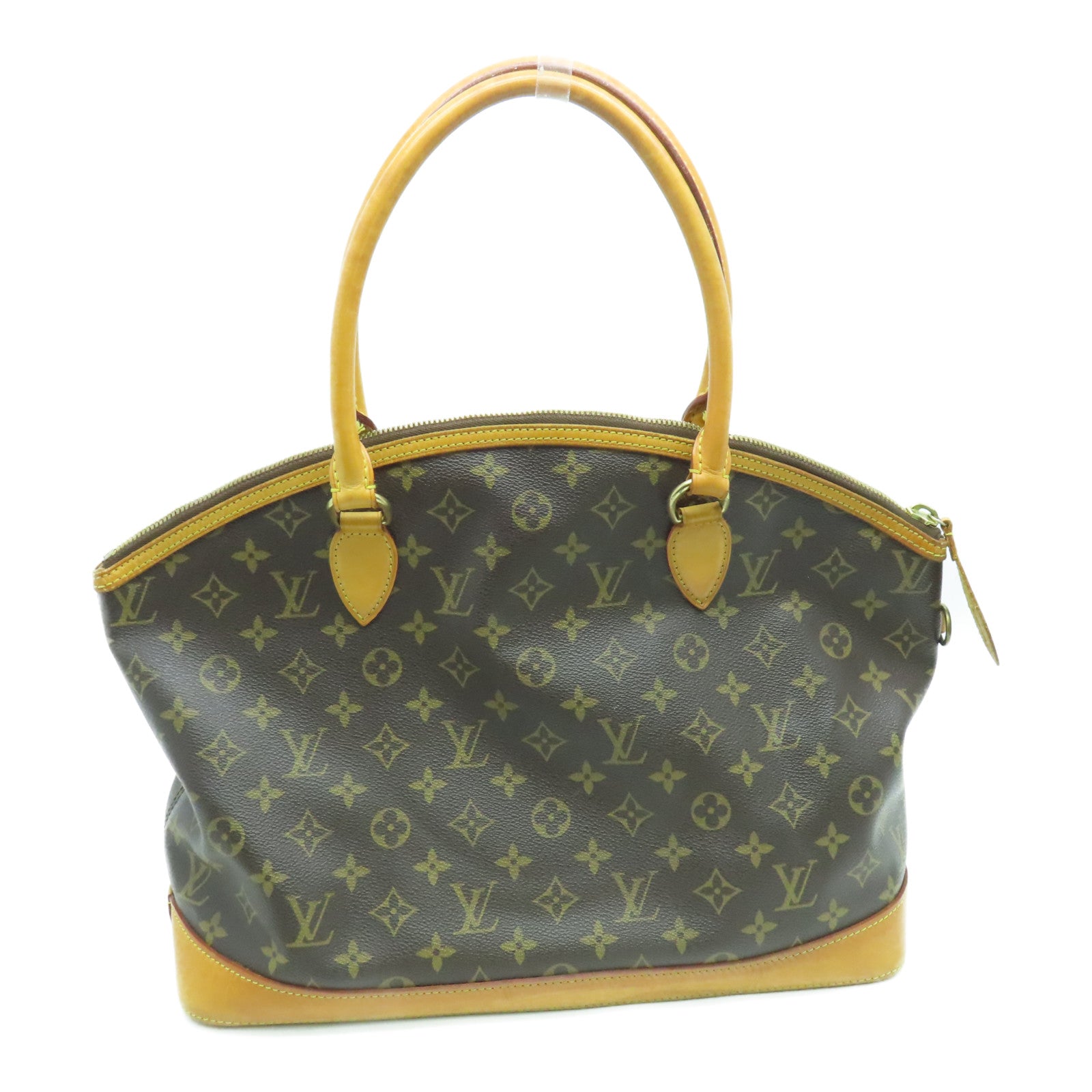 LOUIS VUITTON Monogram Lockit Horizontal gold buckle handle bag brown