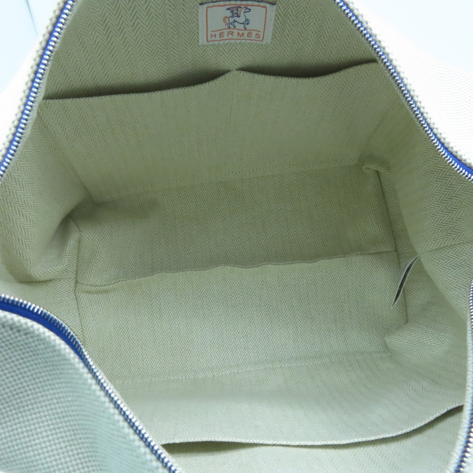 HERMES 帆布Bride-a-Brac Cabriole Case银扣手提包蓝色