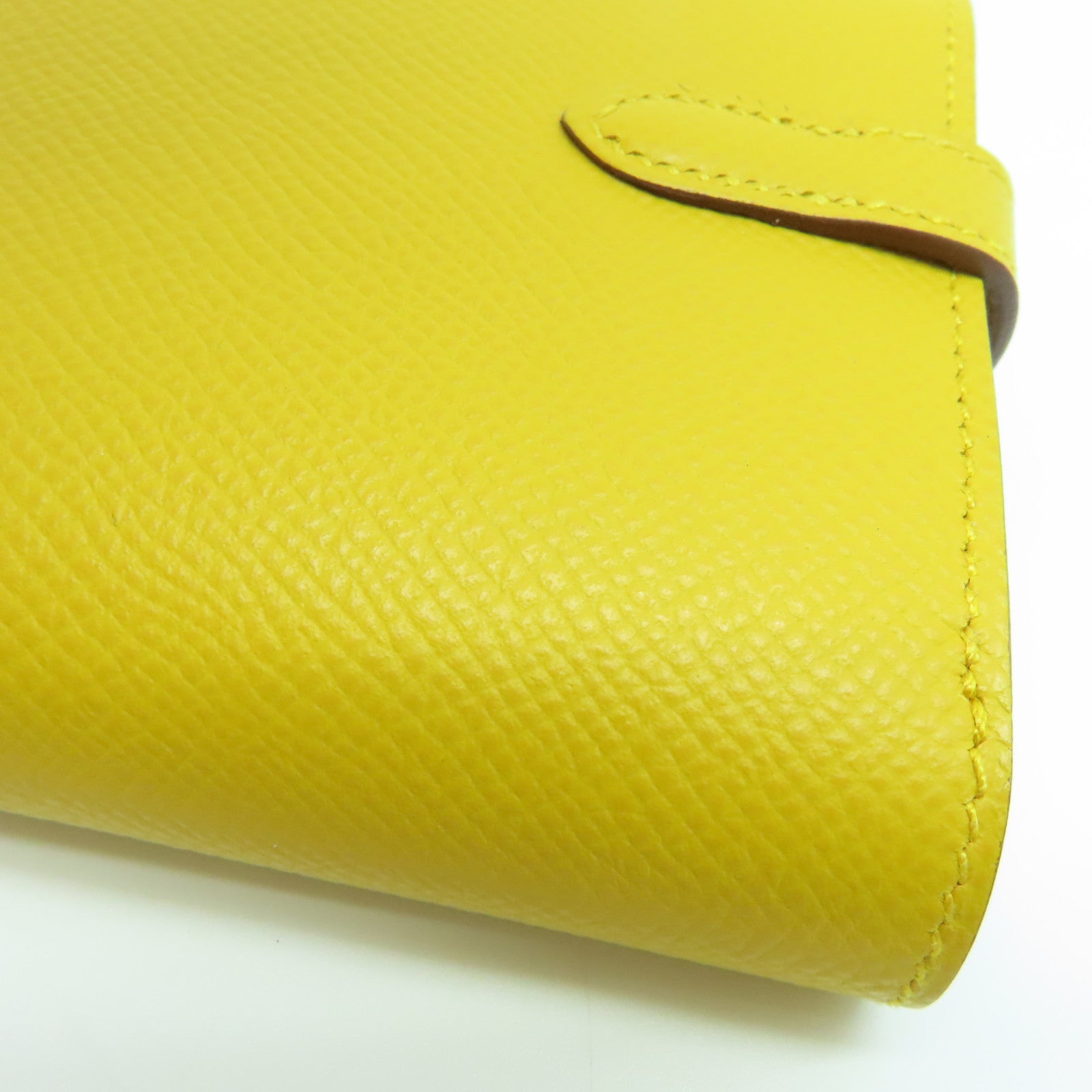 HERMES Epsom皮革Kelly Depliant金扣錢包Jaune Ambre/黃色