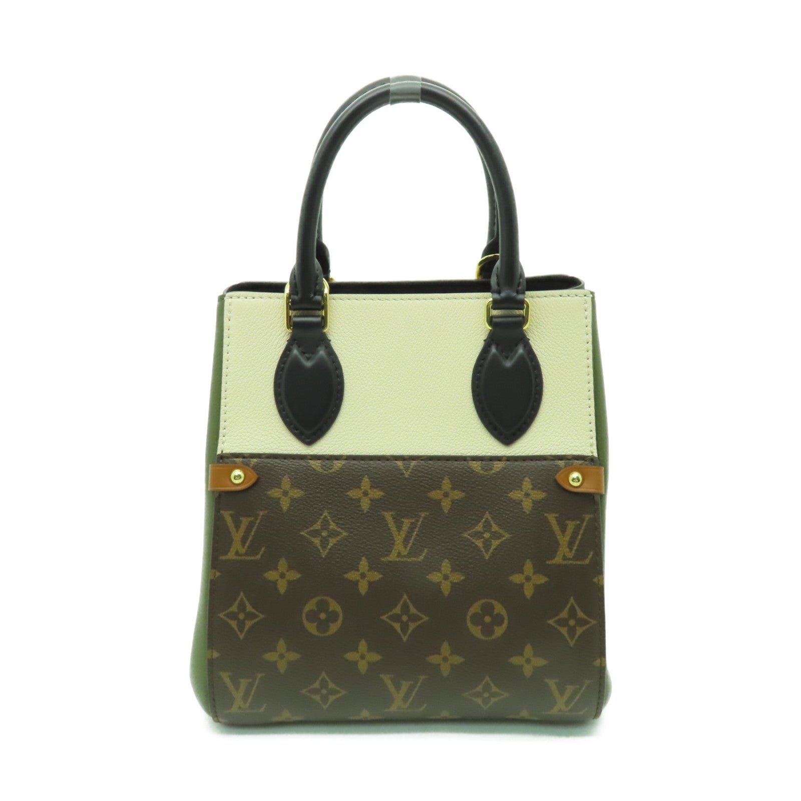 LOUIS VUITTON Monogram Fold Tote Bag金扣手挽肩背兩用袋棕色
