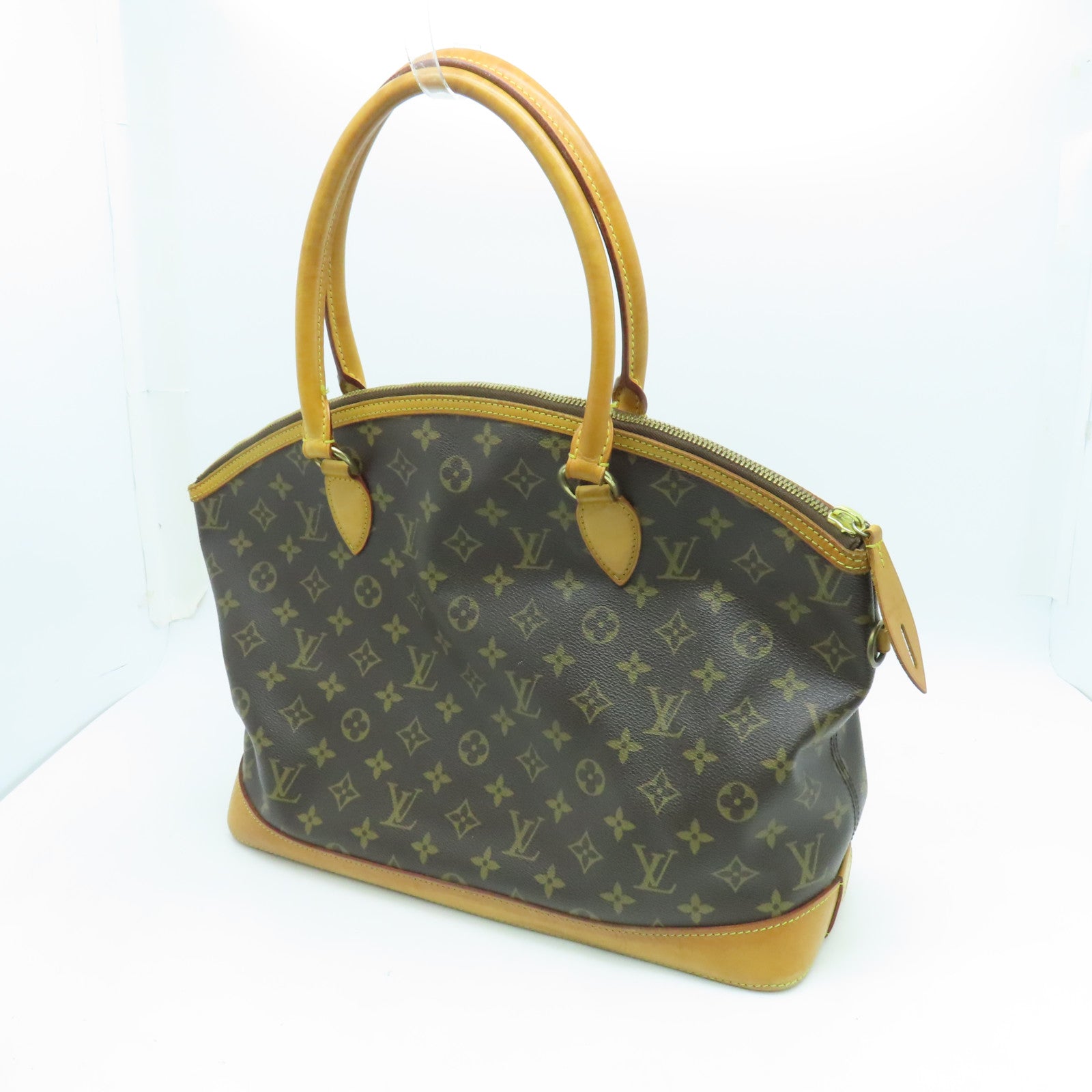 LOUIS VUITTON Monogram Lockit Horizontal gold buckle handle bag brown