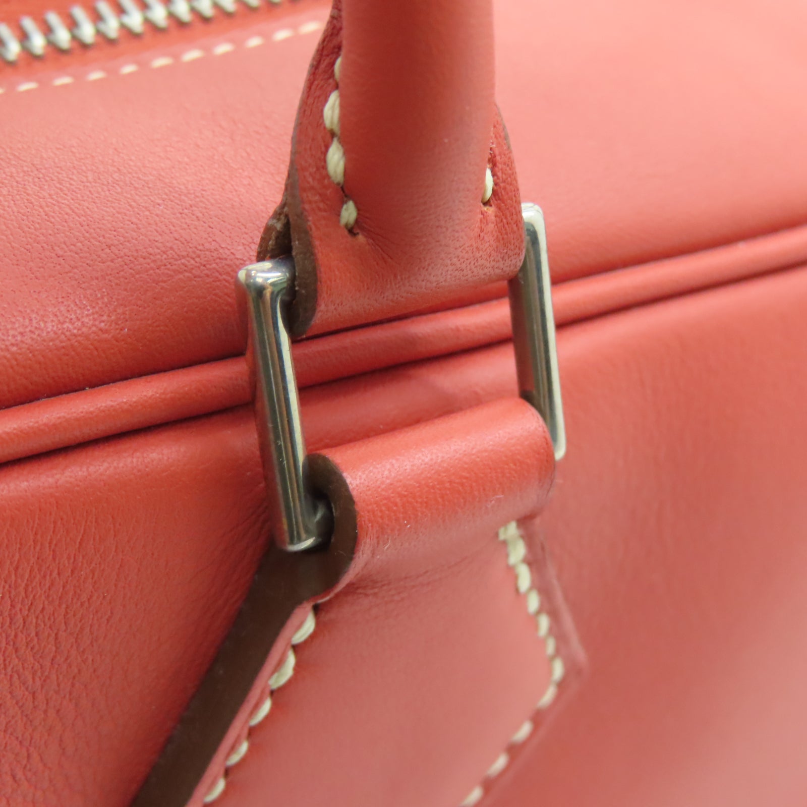 HERMES Veau Swift皮革Plume 32银扣手挽袋赭石红色