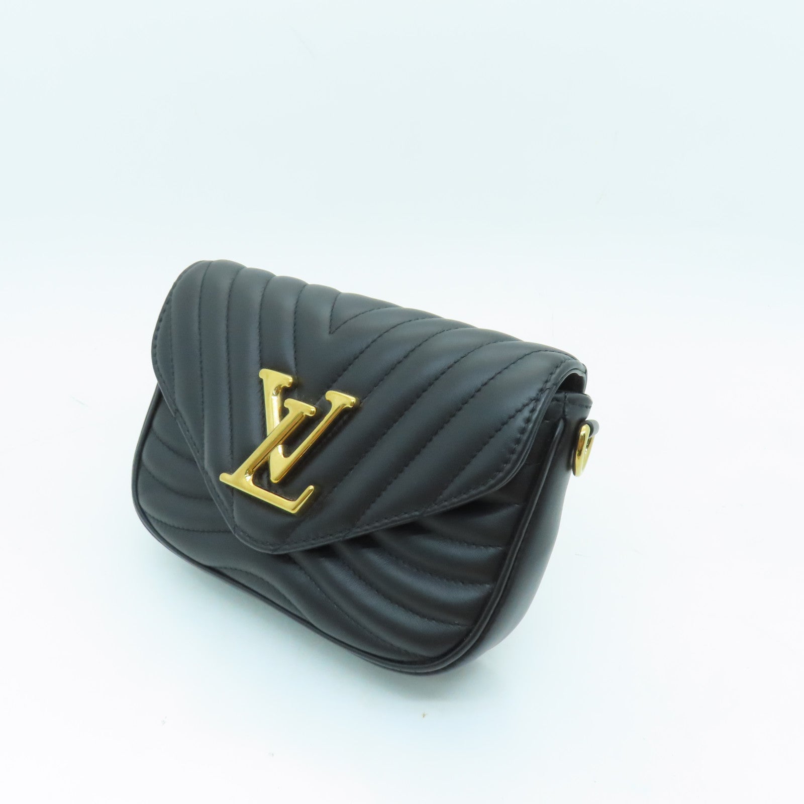 LOUIS VUITTON 牛皮皮革New Wave Multi-Pochette金扣肩背袋黑色