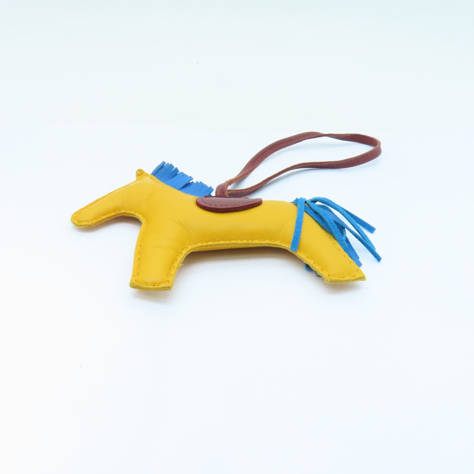 HERMES Swift皮革Rodeo MM掛飾Jaune Ambre橙色/藍色