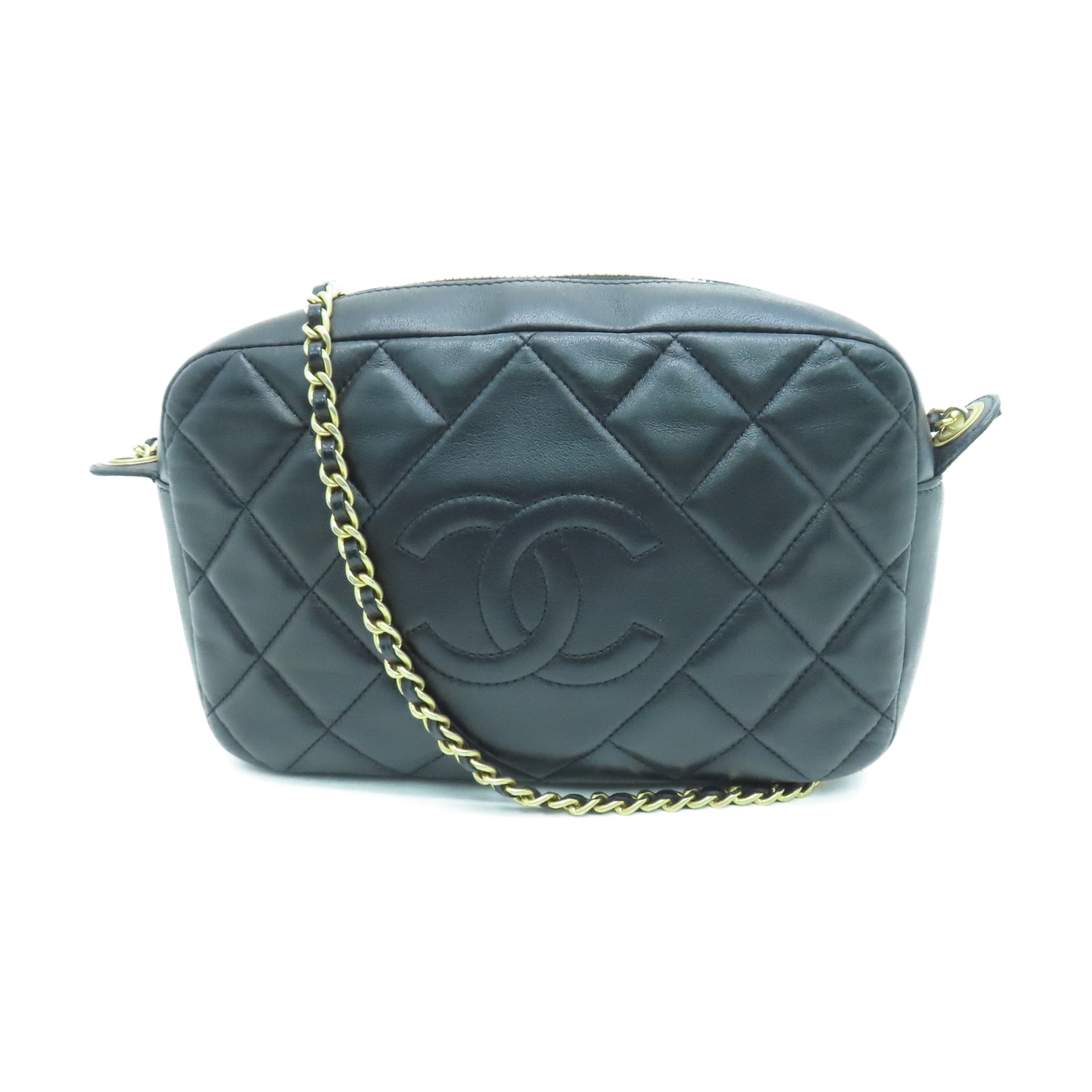 CHANEL 【激減優惠】菱格牛皮皮革Camera Bag金扣鏈帶肩背袋黑色